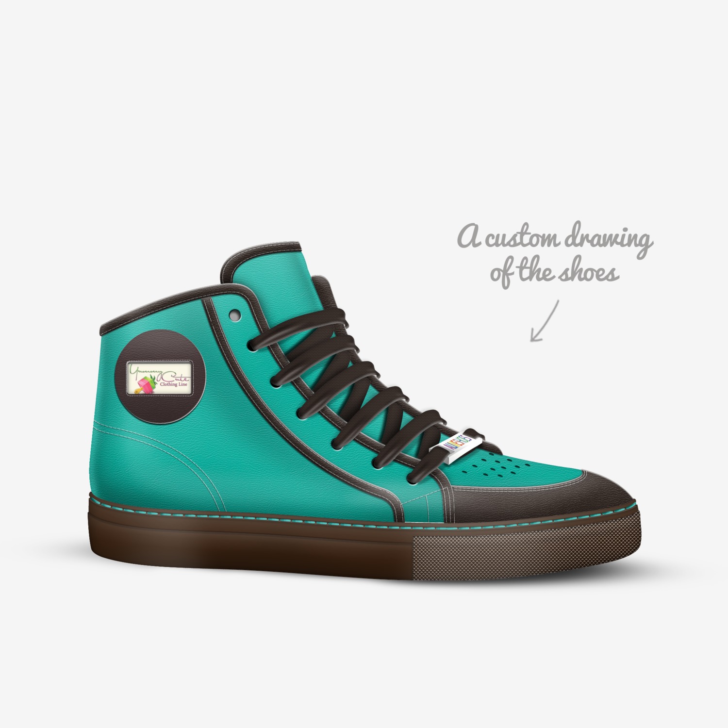 Mint Chocolate Chip custom made in Italy shoes by Yummycute Clothingline | Sketch view