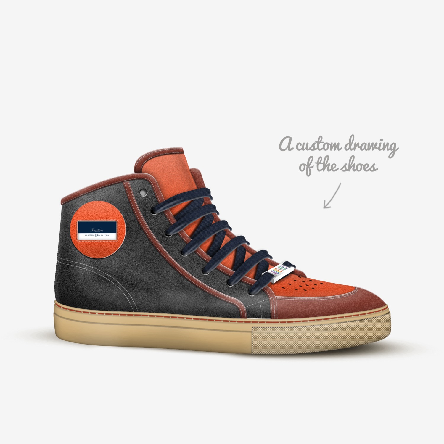 Pos custom made in Italy shoes by Braheem Tatum | Sketch view