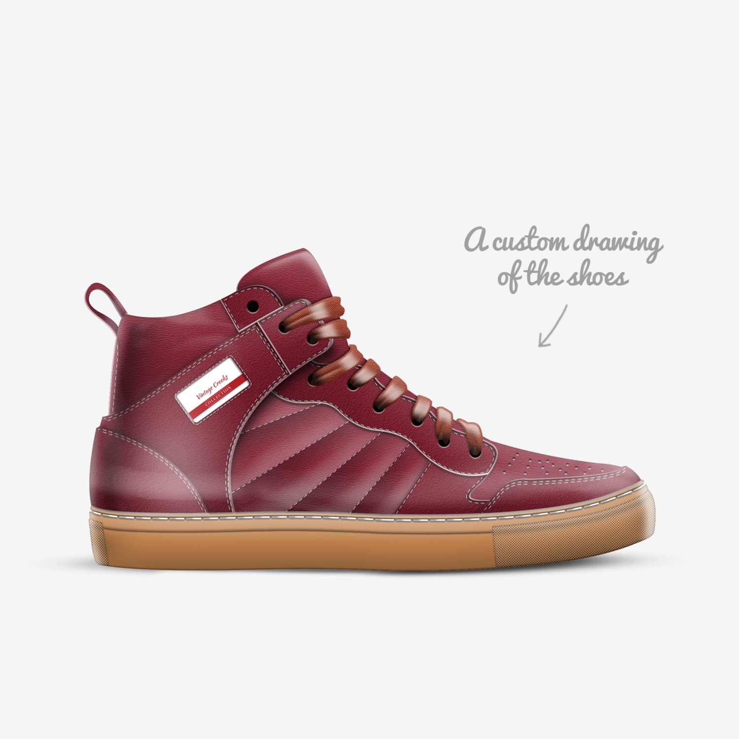 Vintage Crooks custom made in Italy shoes by Roy Jackson | Sketch view