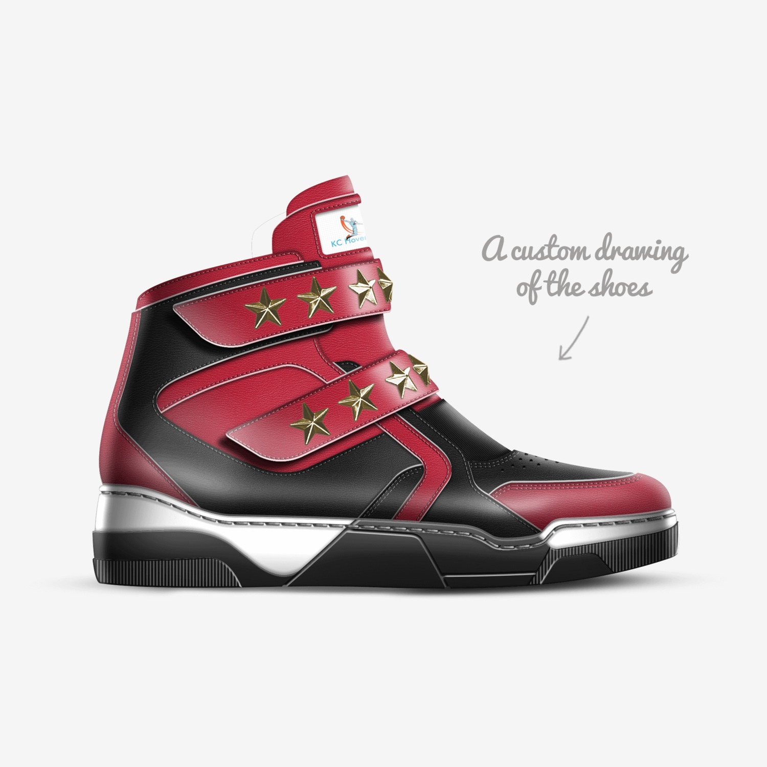 KC Hoverkicks custom made in Italy shoes by Chris Coley | Sketch view