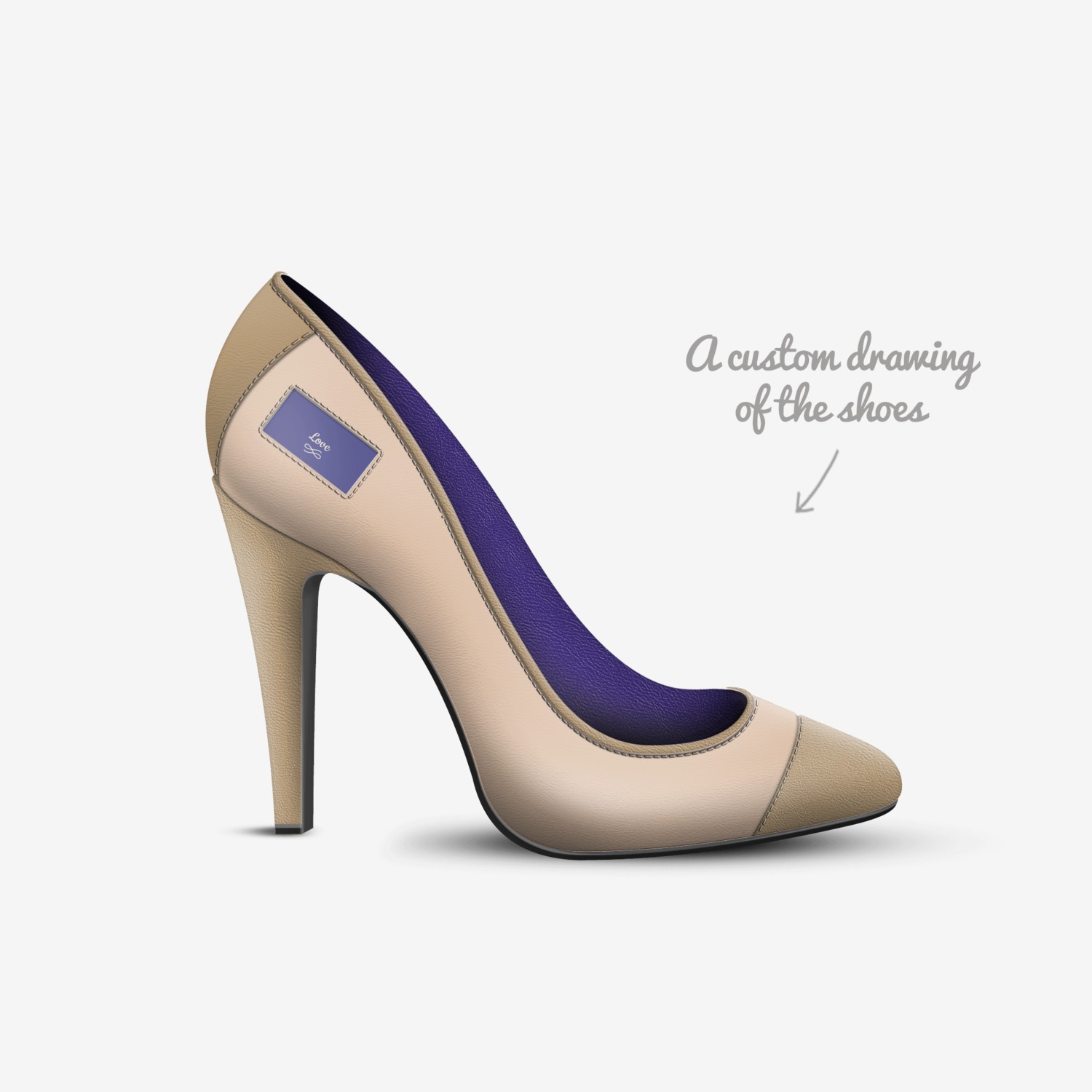 Love Heels custom made in Italy shoes by Kris Rockwell | Sketch view