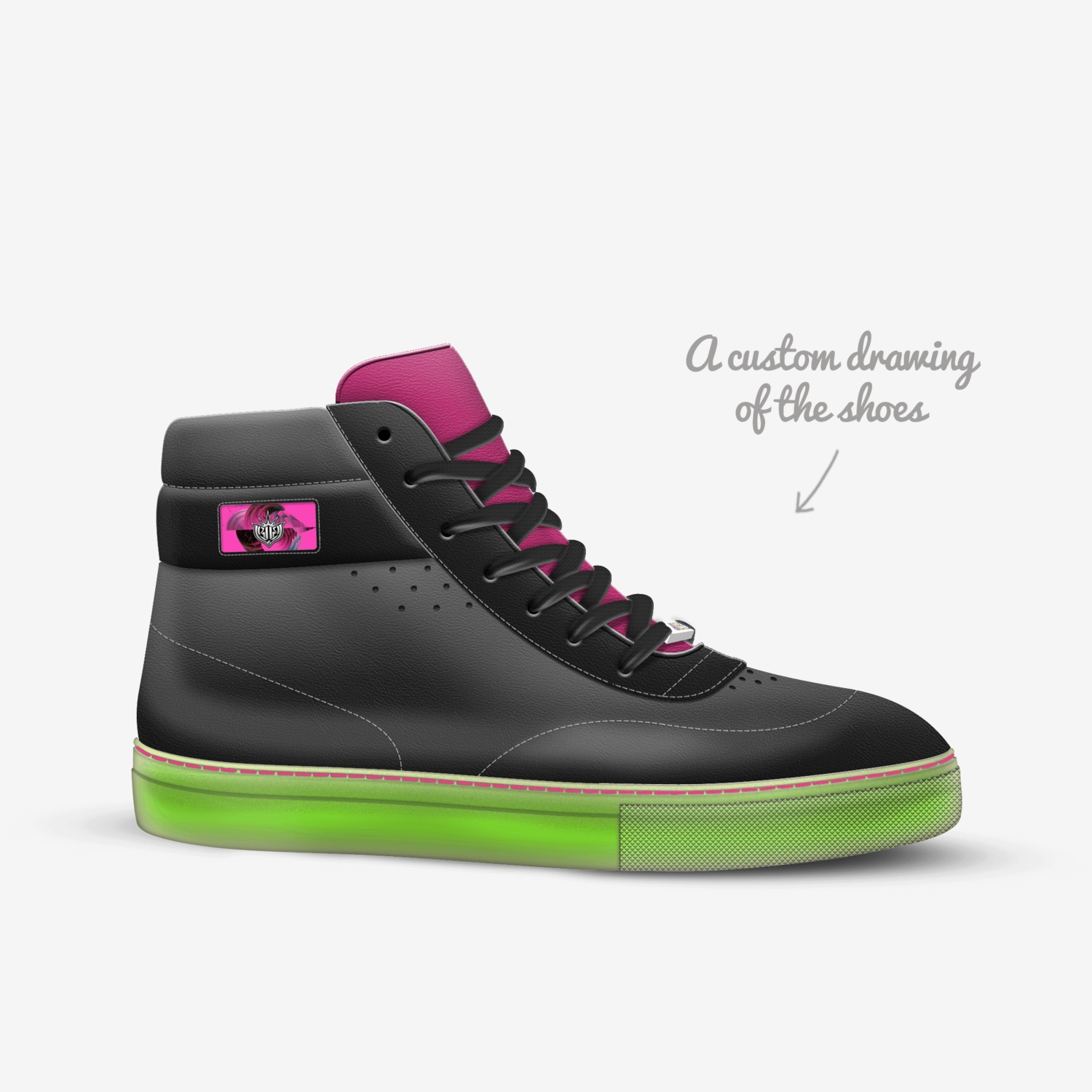 R1 custom made in Italy shoes by Reel2reel Kustoms | Sketch view