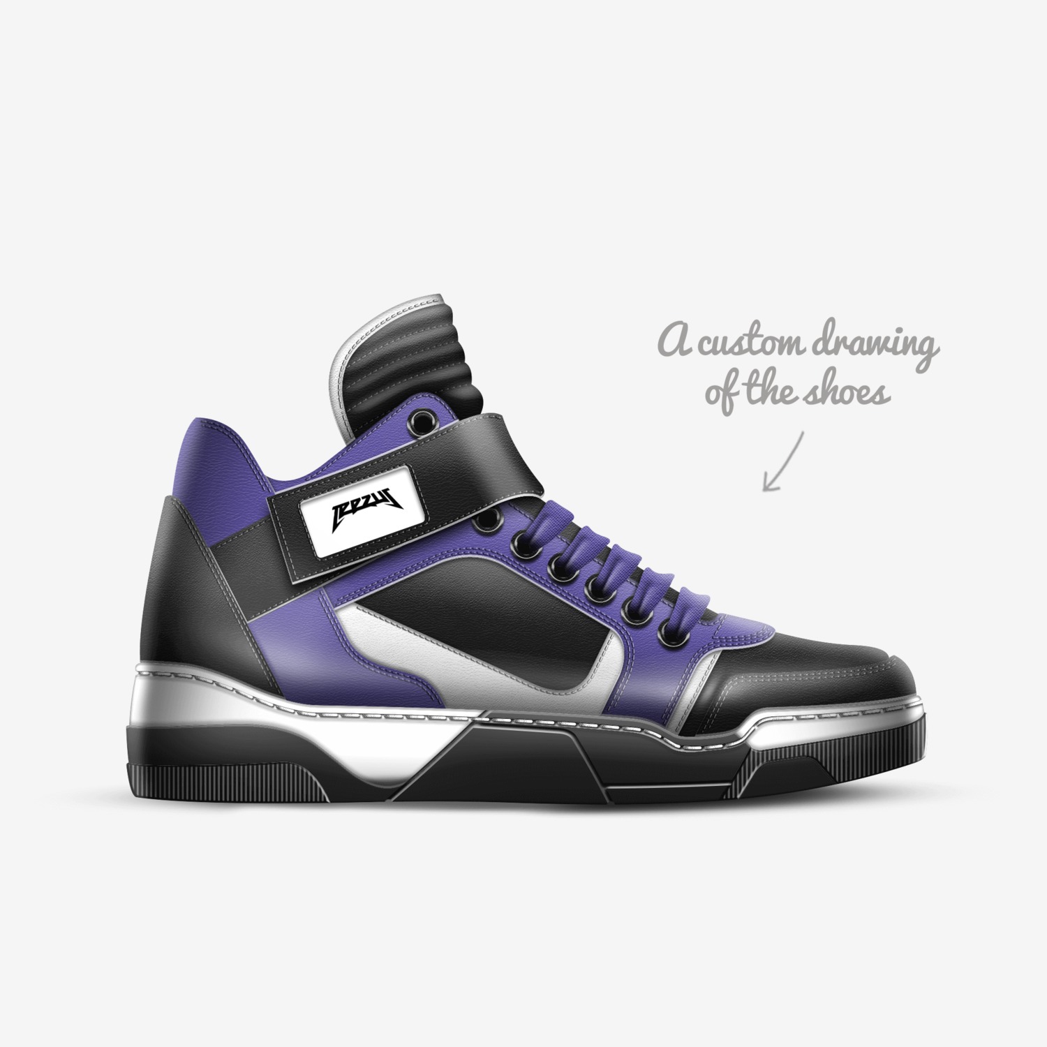 Jeezus custom made in Italy shoes by Dillon Watts | Sketch view