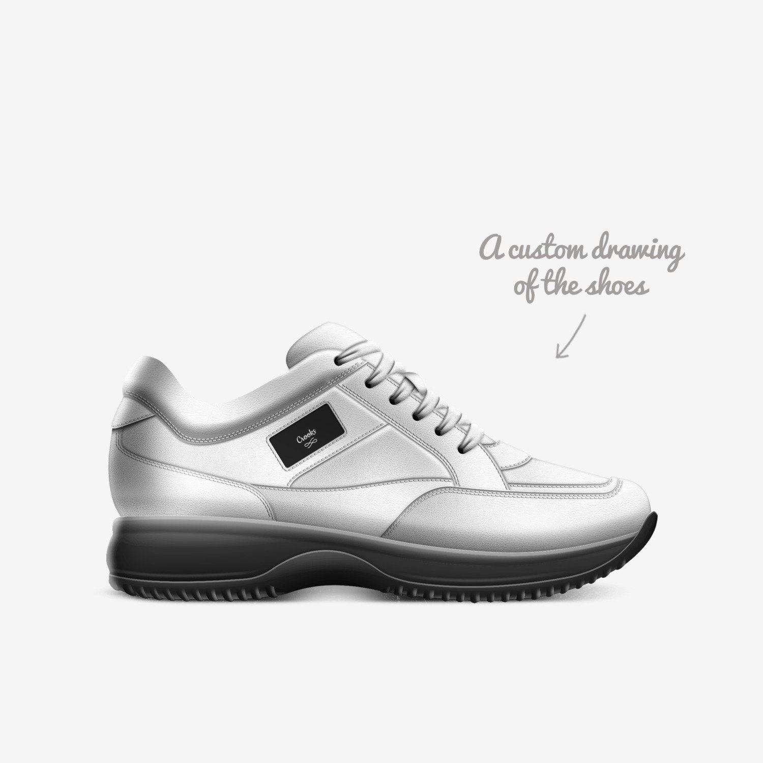 Crooks custom made in Italy shoes by Mervin | Sketch view