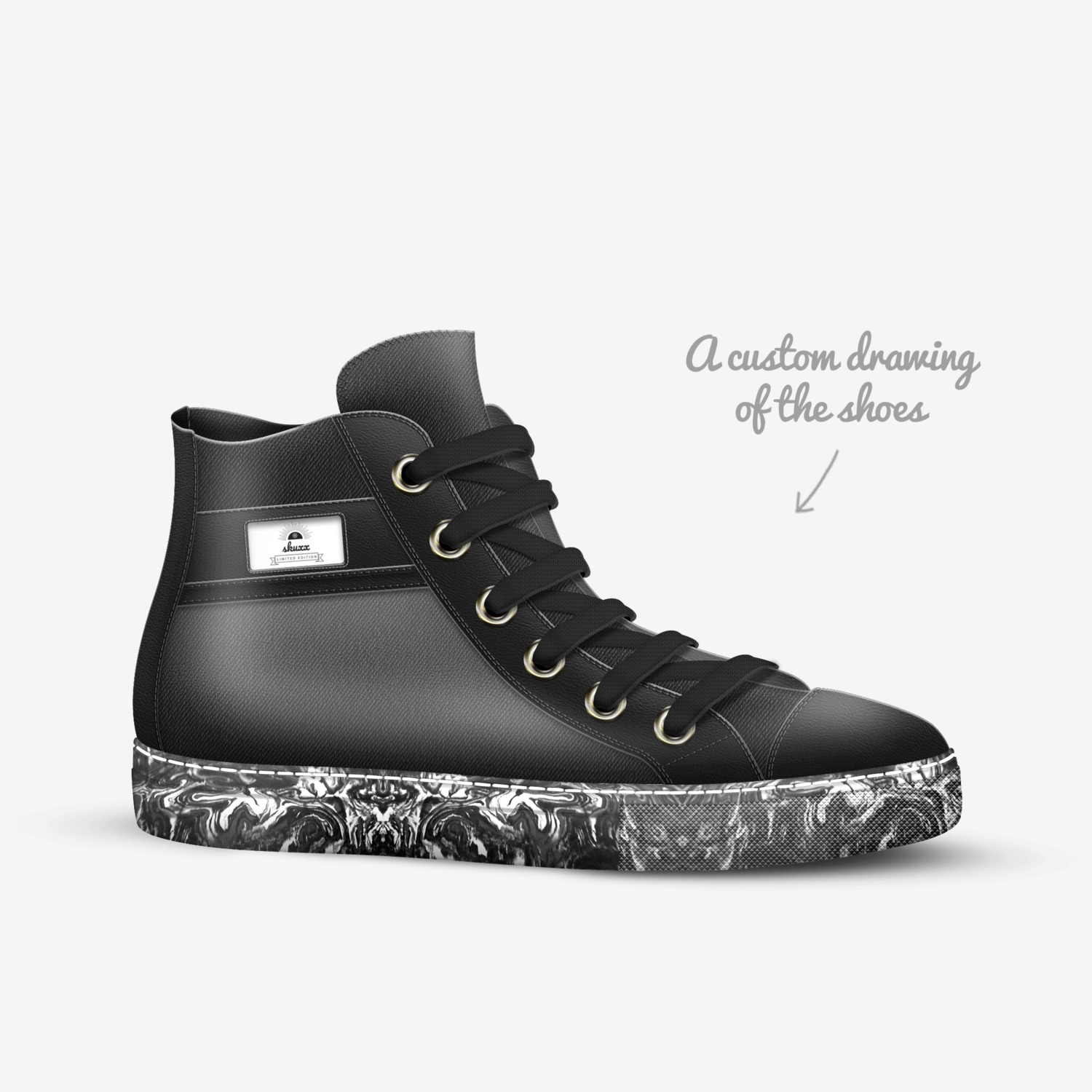 skuxx custom made in Italy shoes by Jacob Lucas | Sketch view