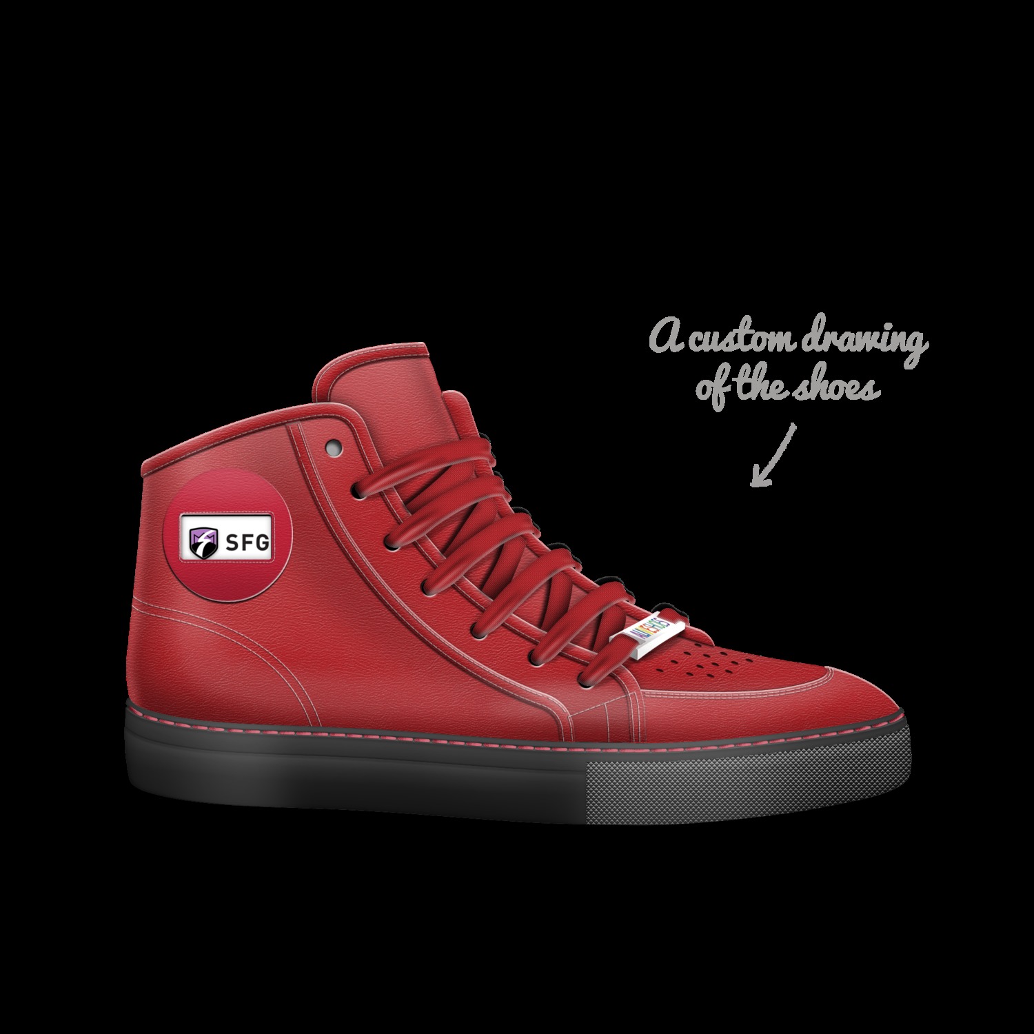SFG Royalty RED A Custom Shoe concept by SFG Clothing