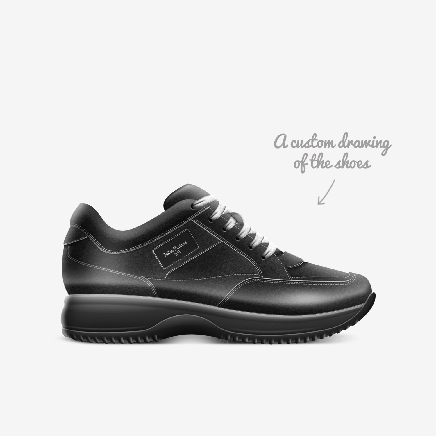 Tailor Trainers custom made in Italy shoes by Daanish Hussain | Sketch view