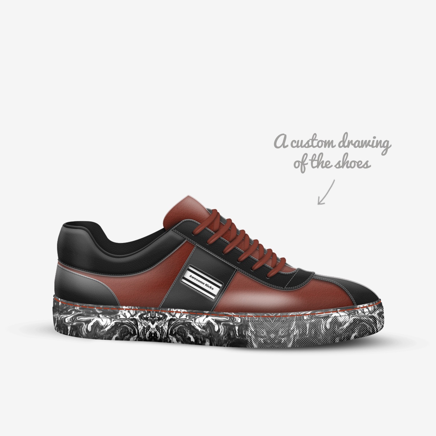 Awesome Kicks custom made in Italy shoes by Jaden Hope Miner | Sketch view