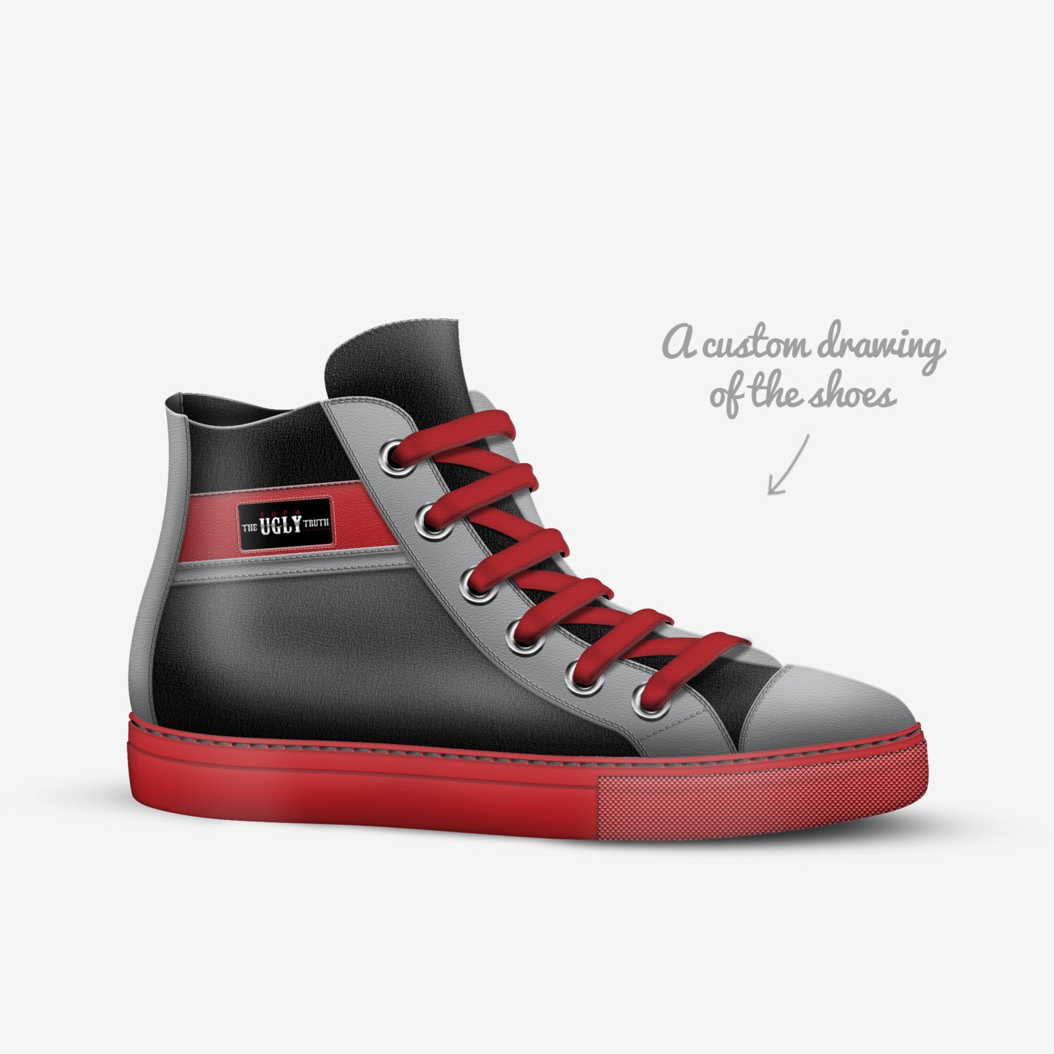 Ugly custom made in Italy shoes by The Supa Ugly Collection | Sketch view