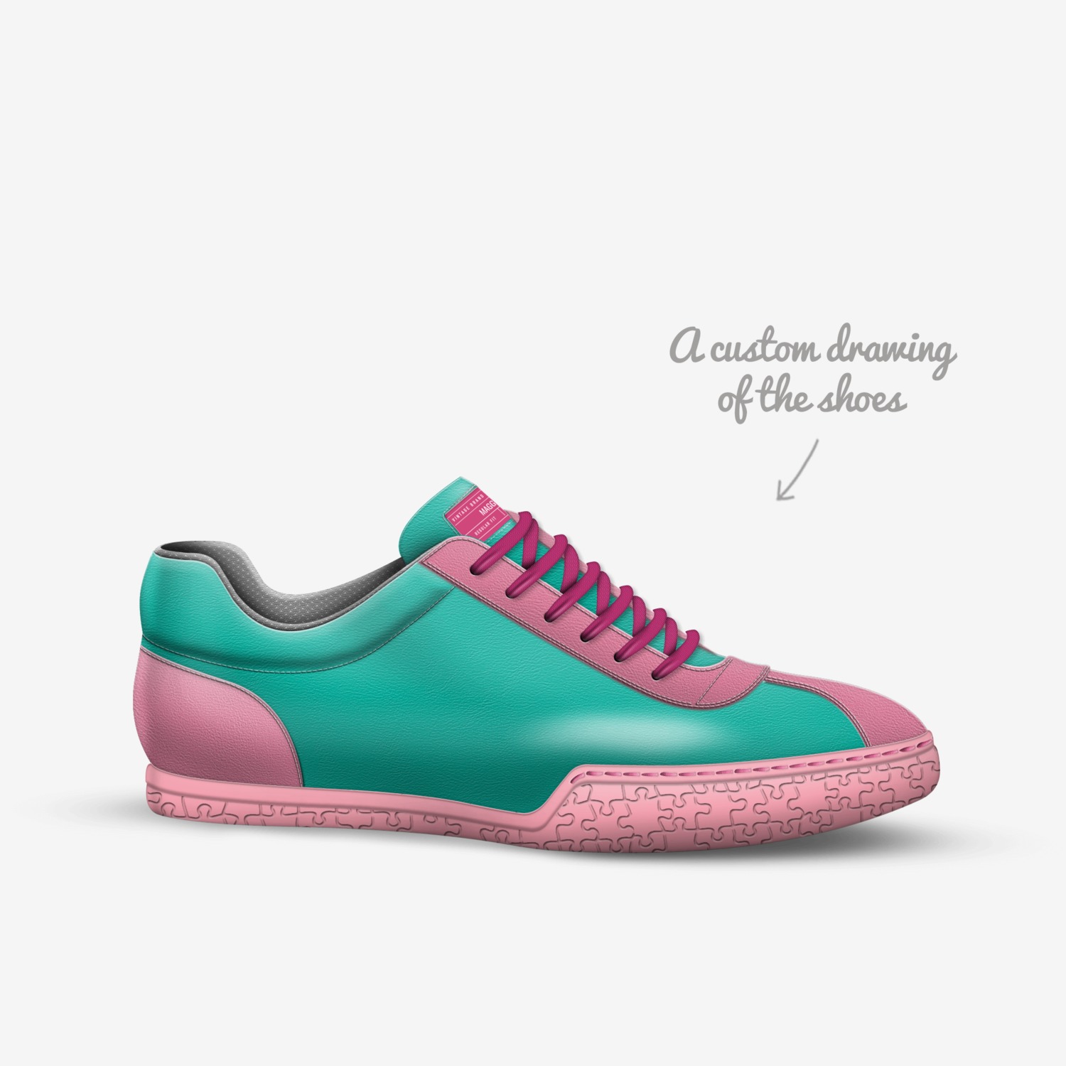 Maggie custom made in Italy shoes by Rebekah Davis | Sketch view