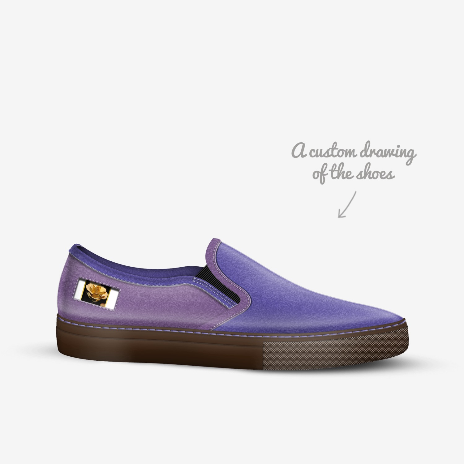 gold roses custom made in Italy shoes by Nora Payeton | Sketch view