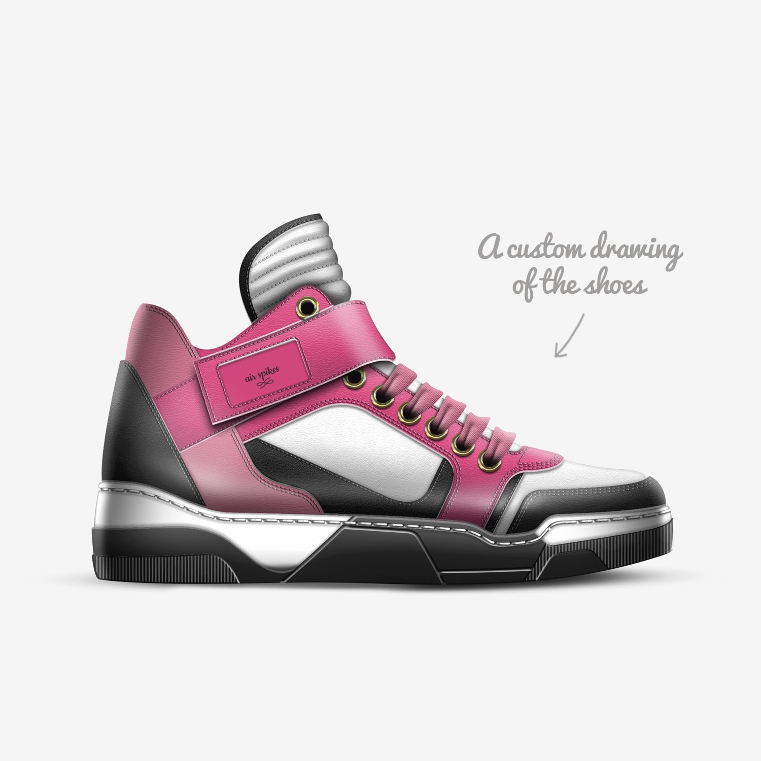 air spikes custom made in Italy shoes by Sage Guthrie | Sketch view