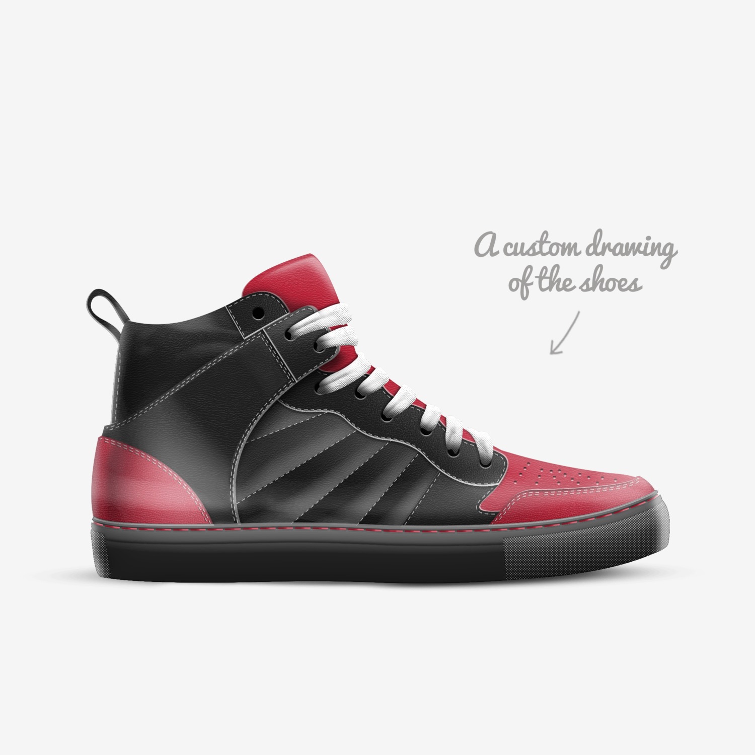 laced up custom made in Italy shoes by Quinton | Sketch view