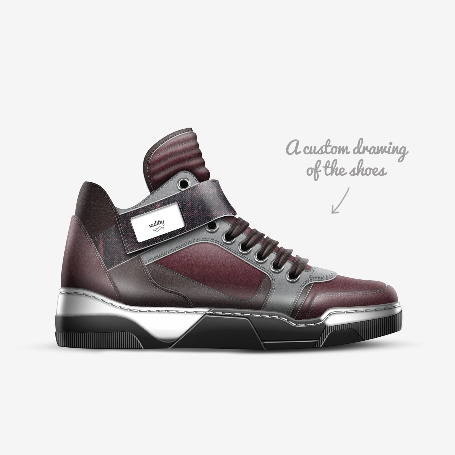 saditty custom made in Italy shoes by Adilene Adi | Sketch view