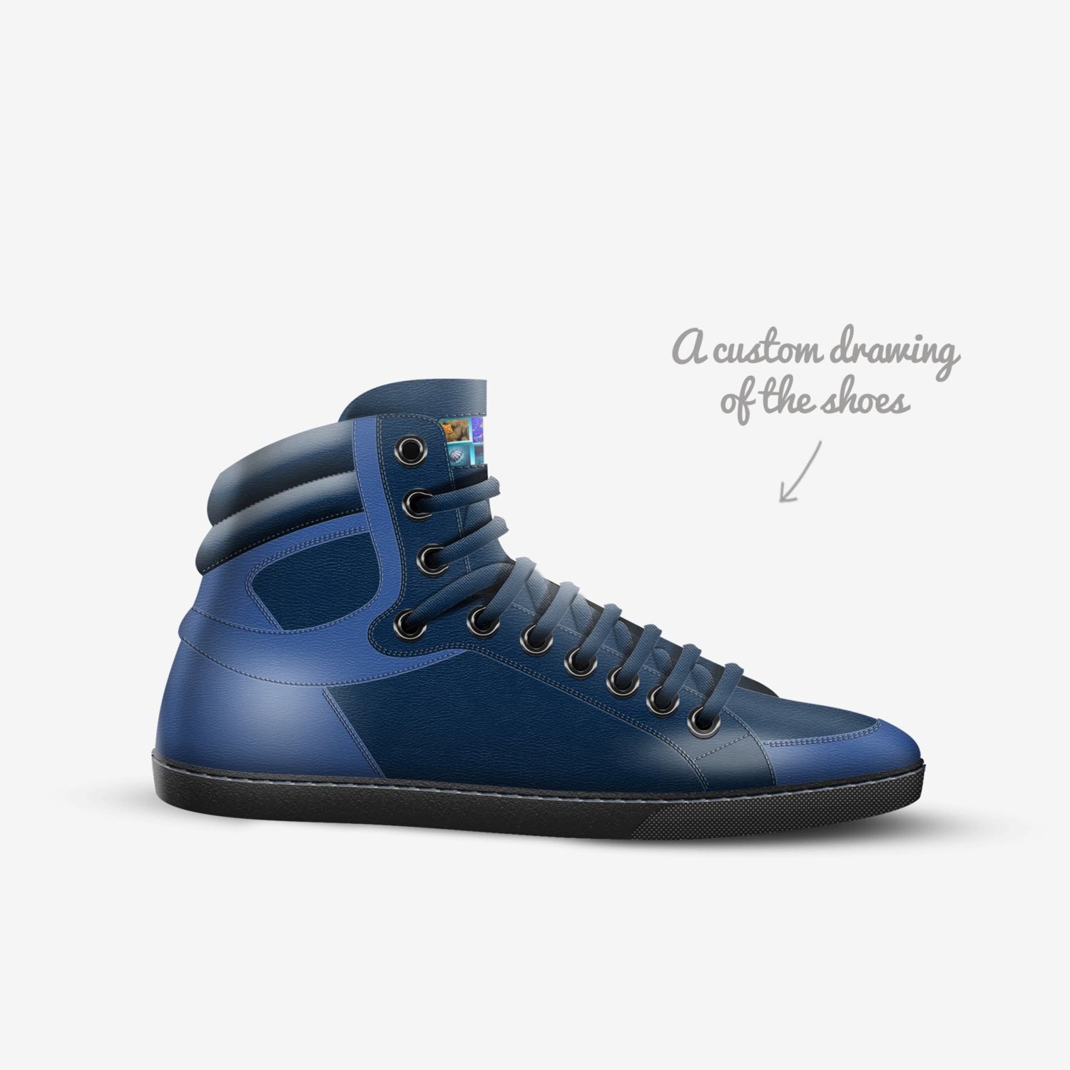 deep blue sea custom made in Italy shoes by Nora Payeton | Sketch view