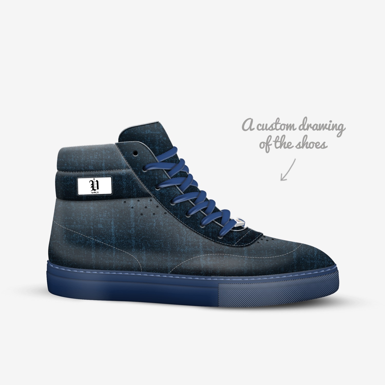 vics vintage blue custom made in Italy shoes by Brayden Murphy | Sketch view