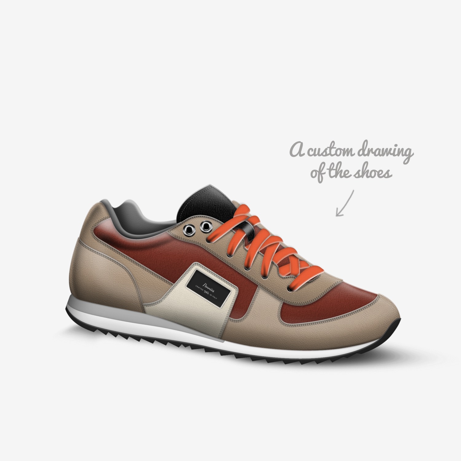 Pennies custom made in Italy shoes by Solon Attoh | Sketch view