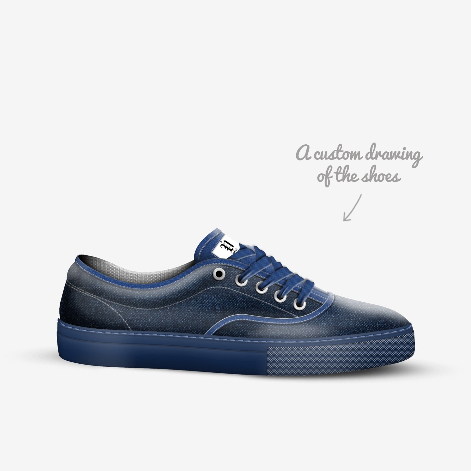 vics denium custom made in Italy shoes by Brayden Murphy | Sketch view
