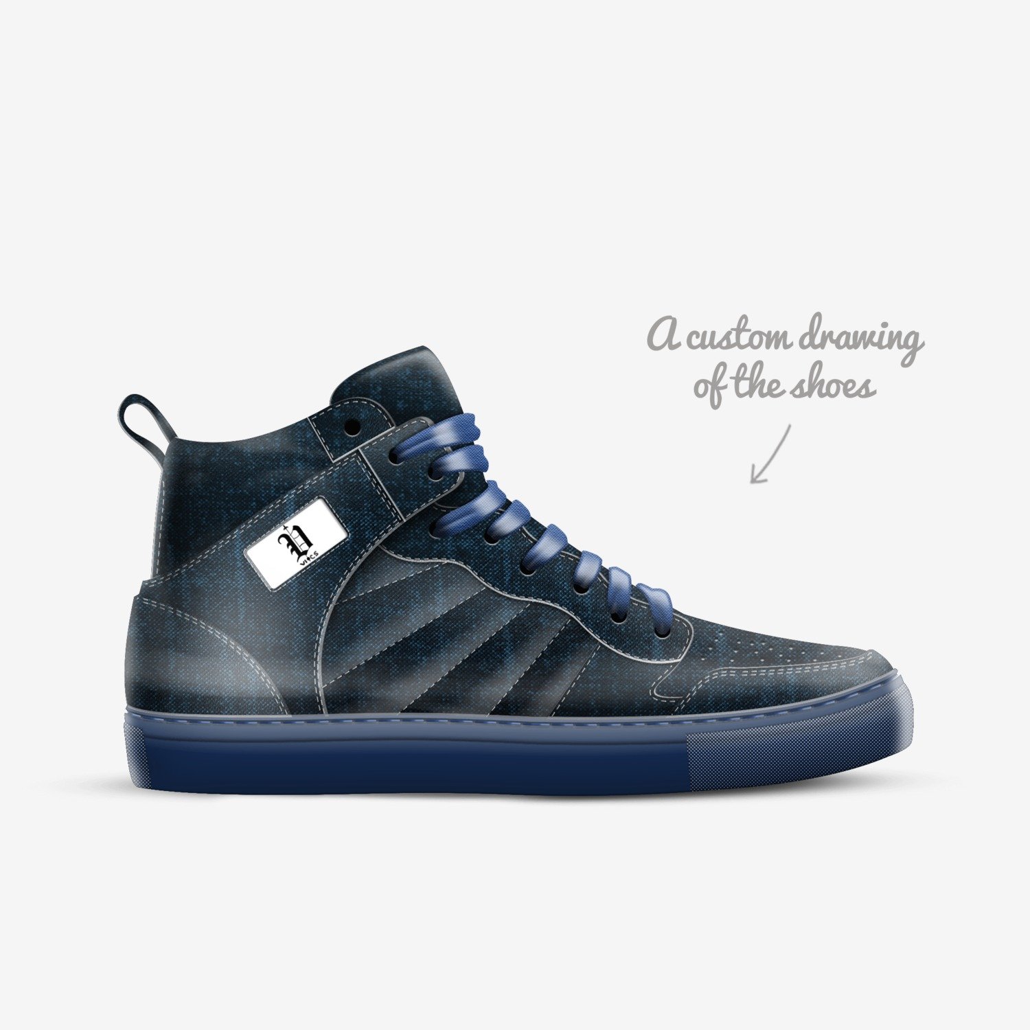 vics blue air custom made in Italy shoes by Brayden Murphy | Sketch view