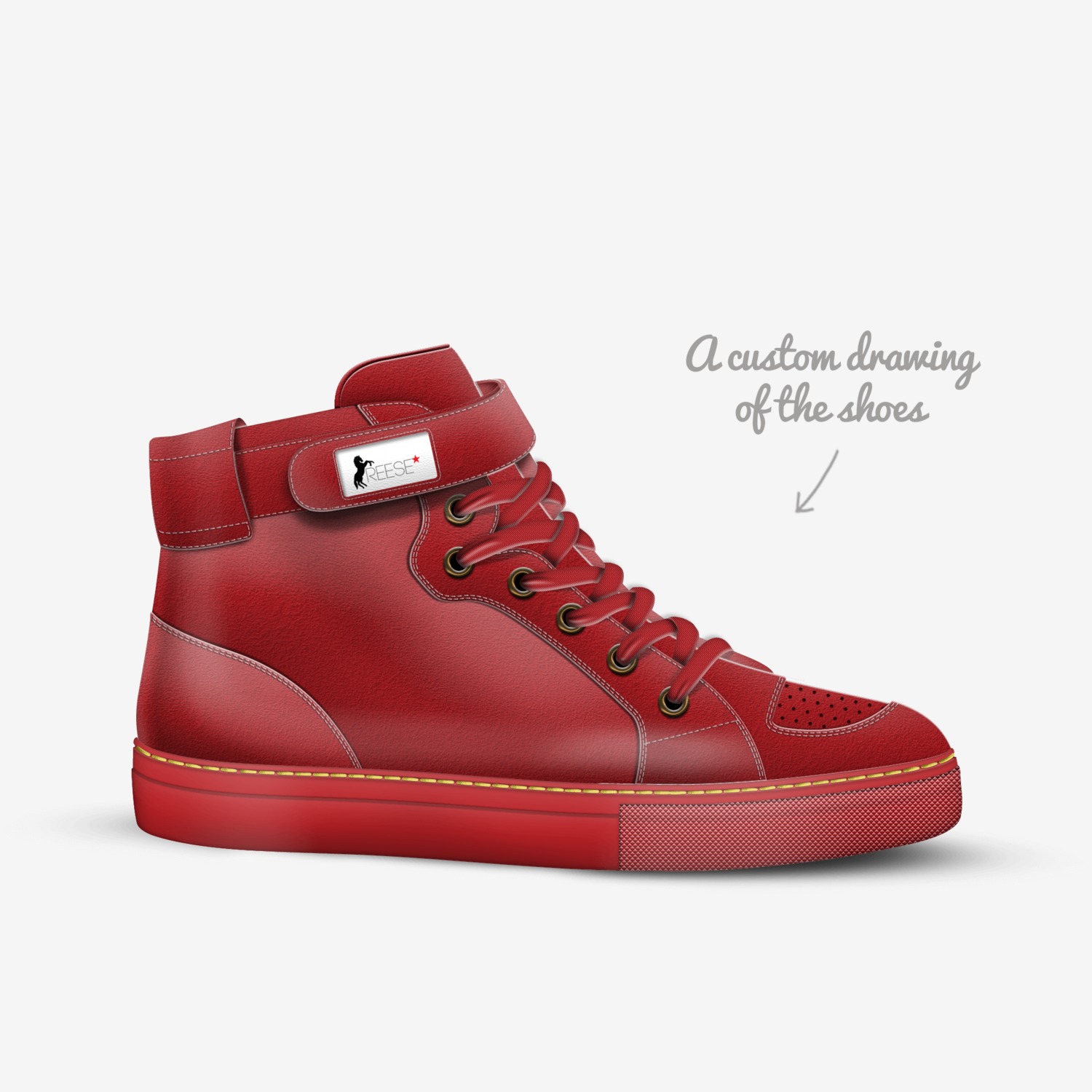 Red Drop custom made in Italy shoes by Maurice Joway | Sketch view