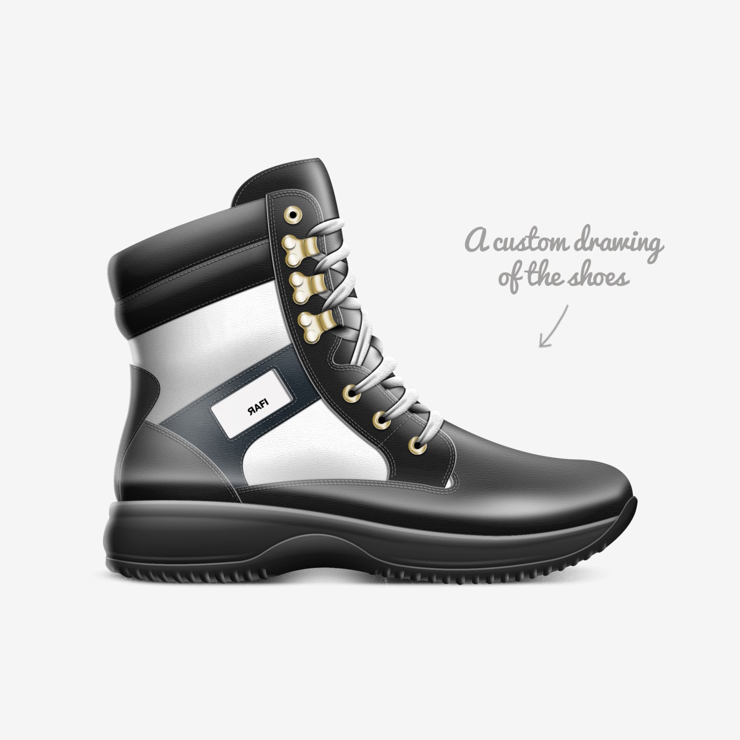Rafi custom made in Italy shoes by Hemza Abderrafi | Sketch view