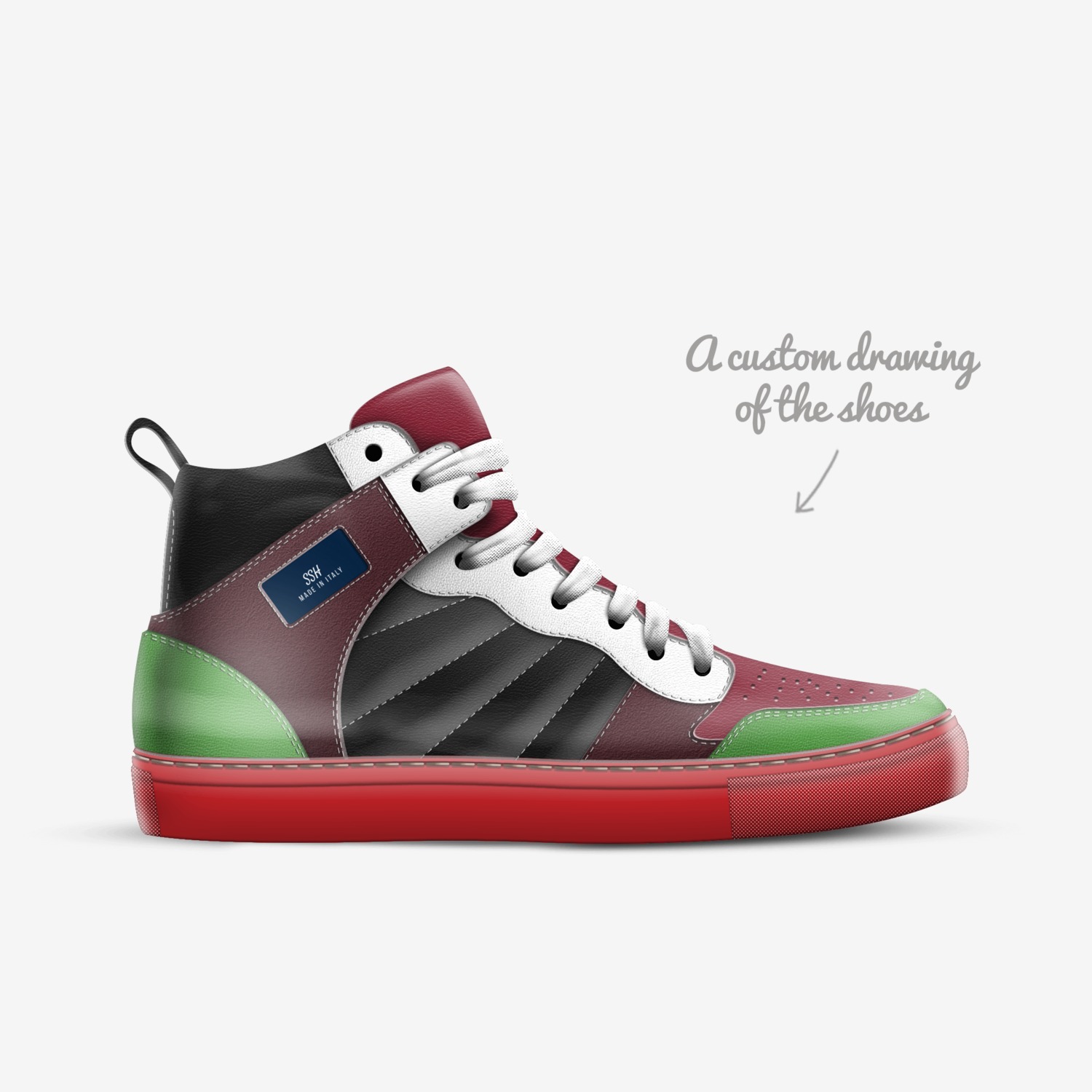 SSH  custom made in Italy shoes by Gladis Avelar | Sketch view