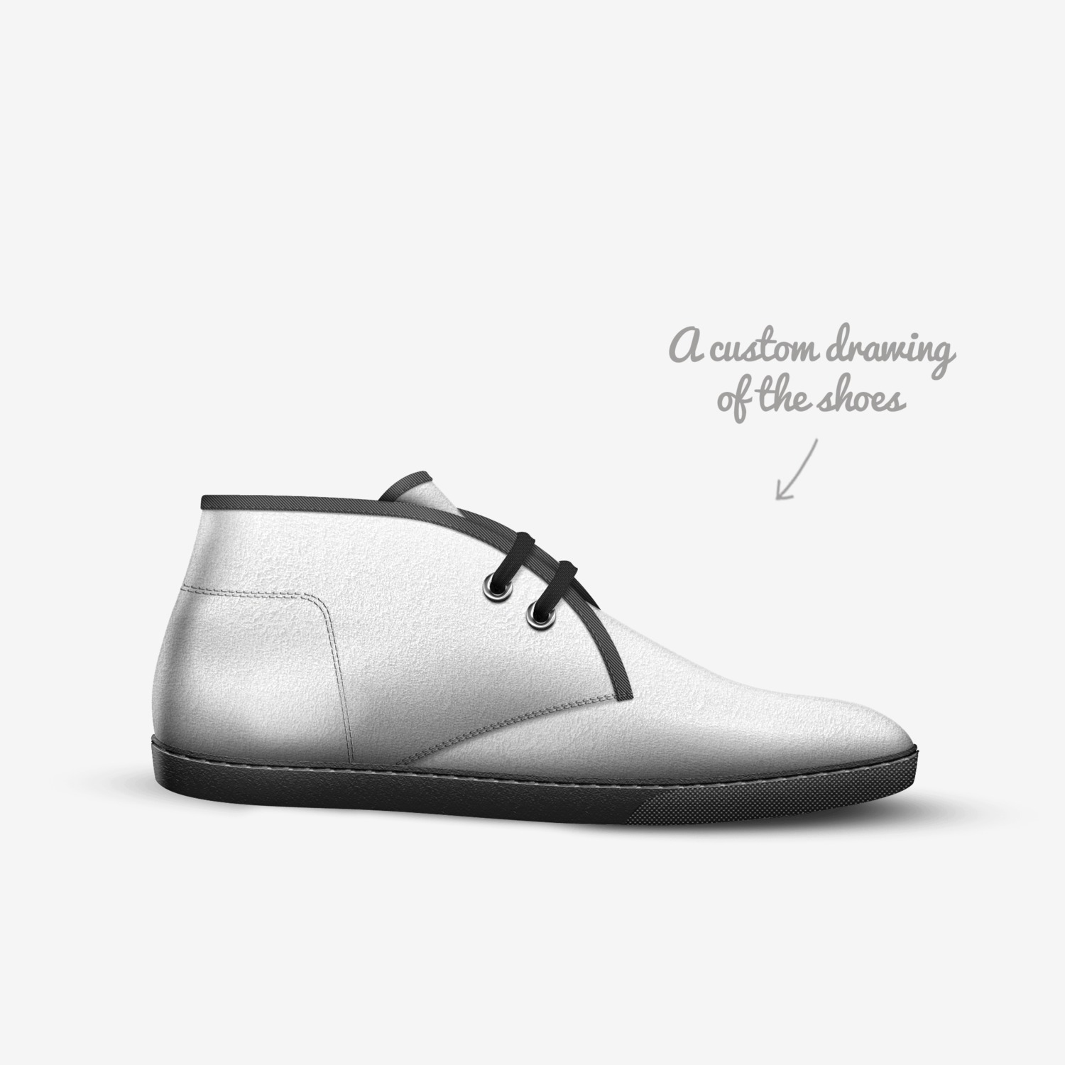 WHITE CHUKK custom made in Italy shoes by Mahdi Divine | Sketch view