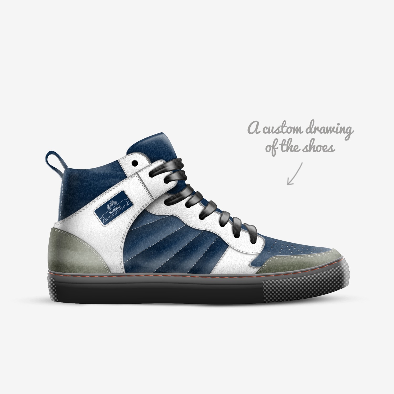 beastmode custom made in Italy shoes by Cole | Sketch view