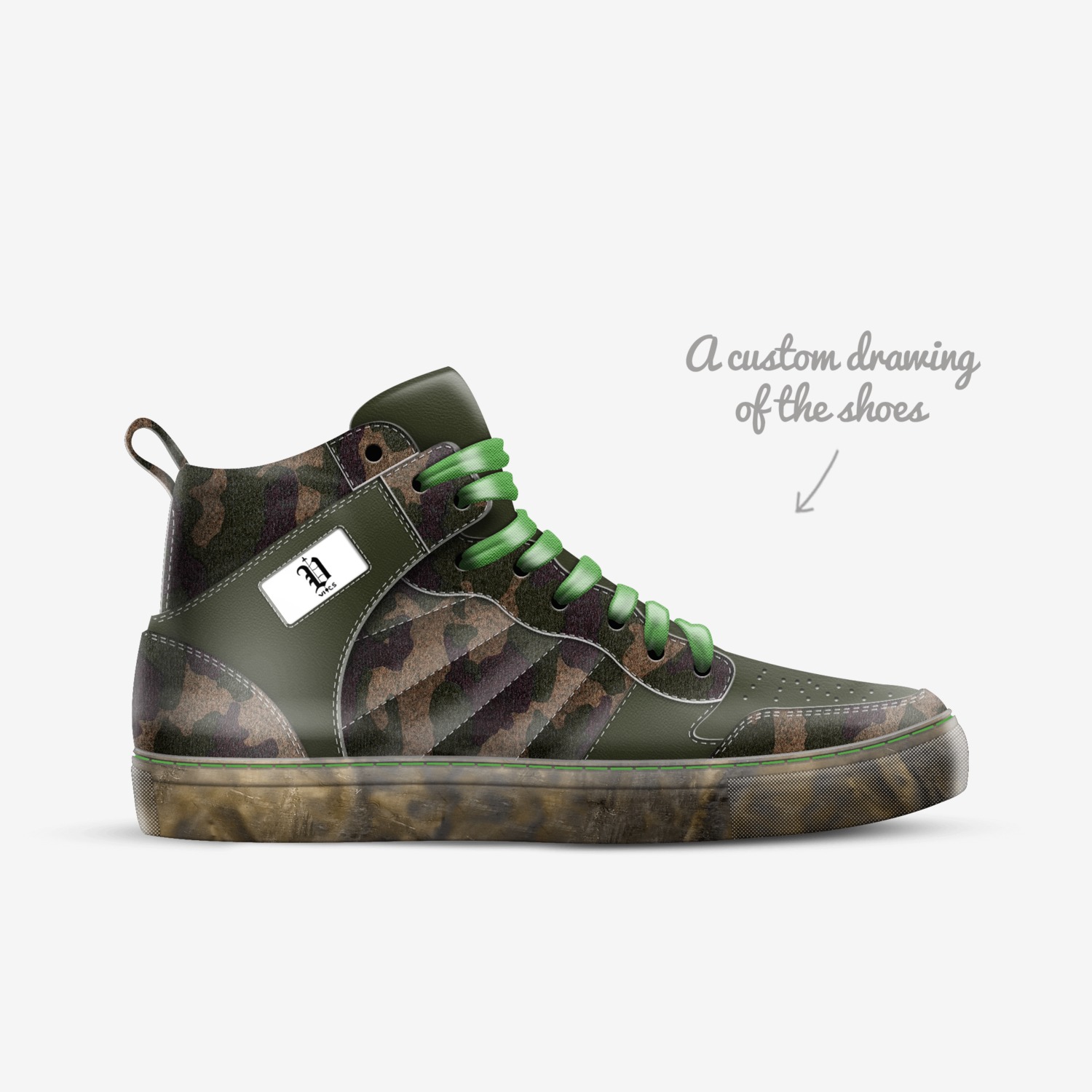 vics army air custom made in Italy shoes by Brayden Murphy | Sketch view