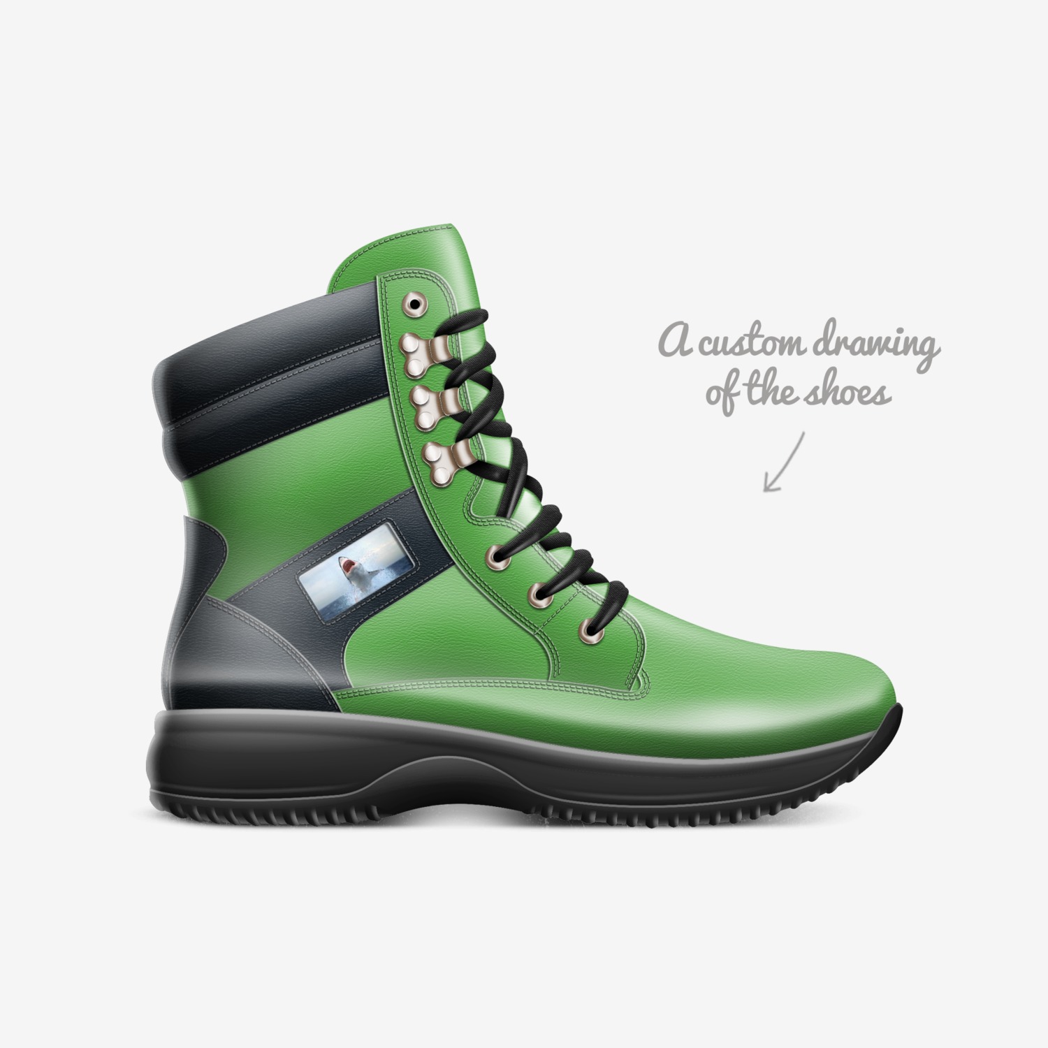 Sharky custom made in Italy shoes by Stoney Bastian | Sketch view
