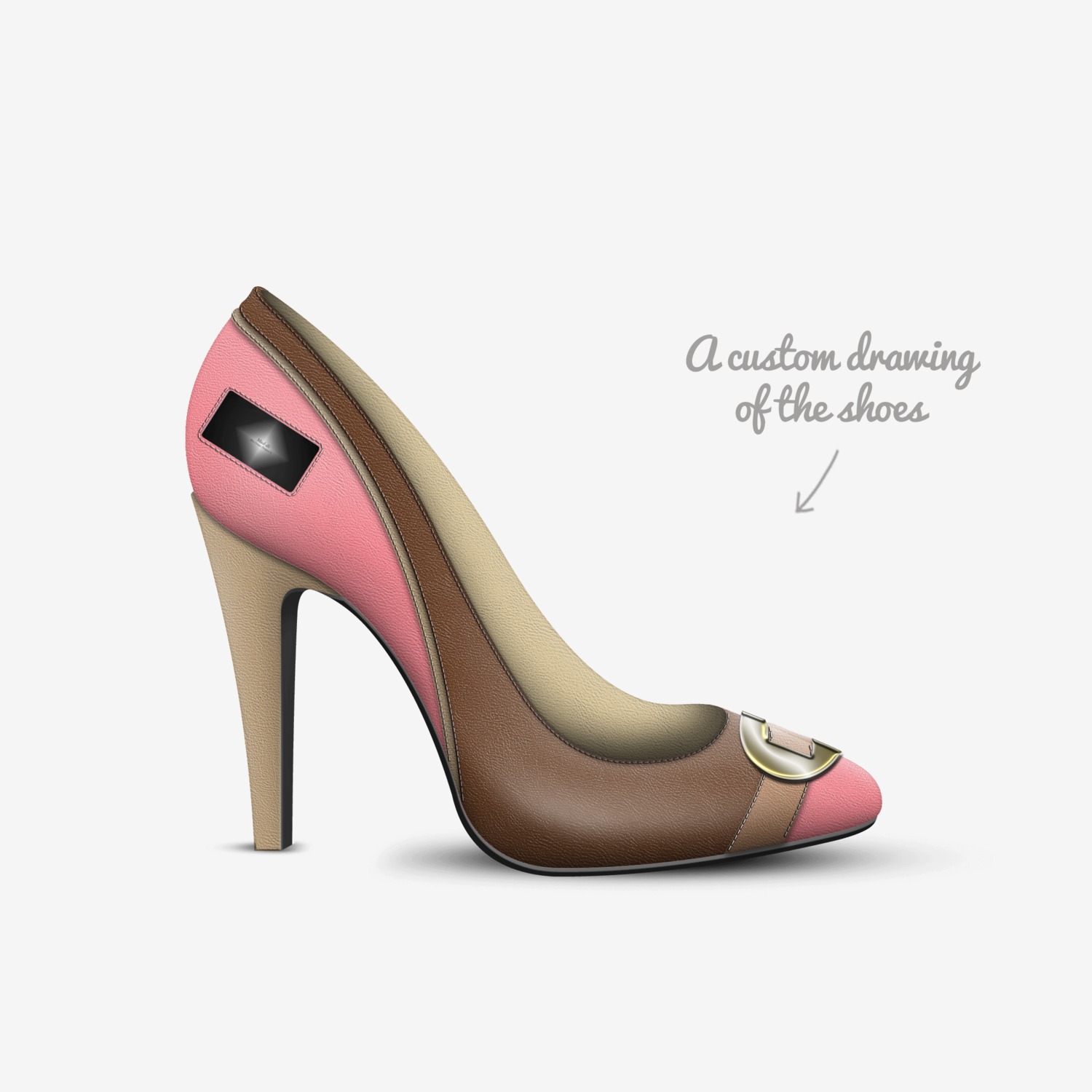 Salmoned Heels custom made in Italy shoes by Mud-di: Miss Unique Designer Is | Sketch view