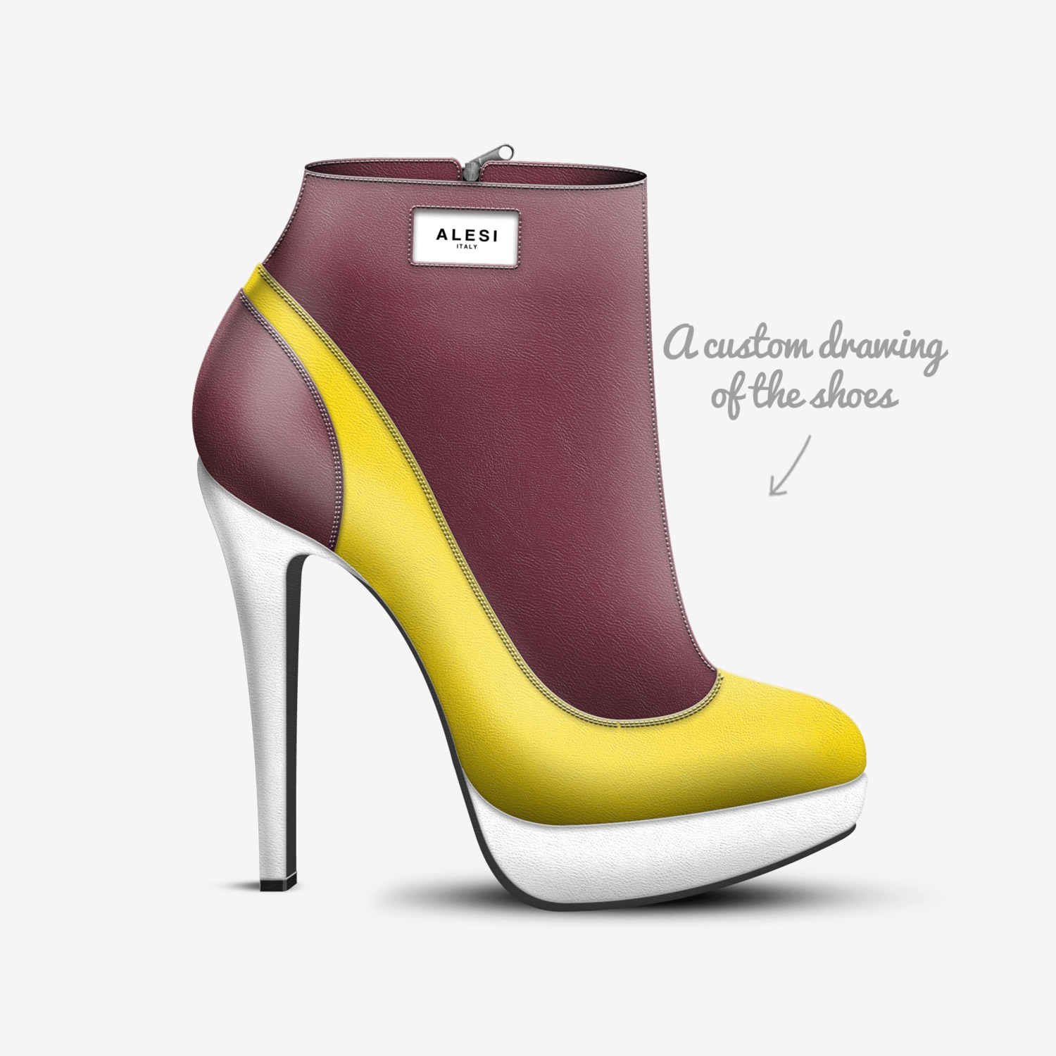 Alesi Zipper Heel custom made in Italy shoes by Lonanthony Parker | Sketch view