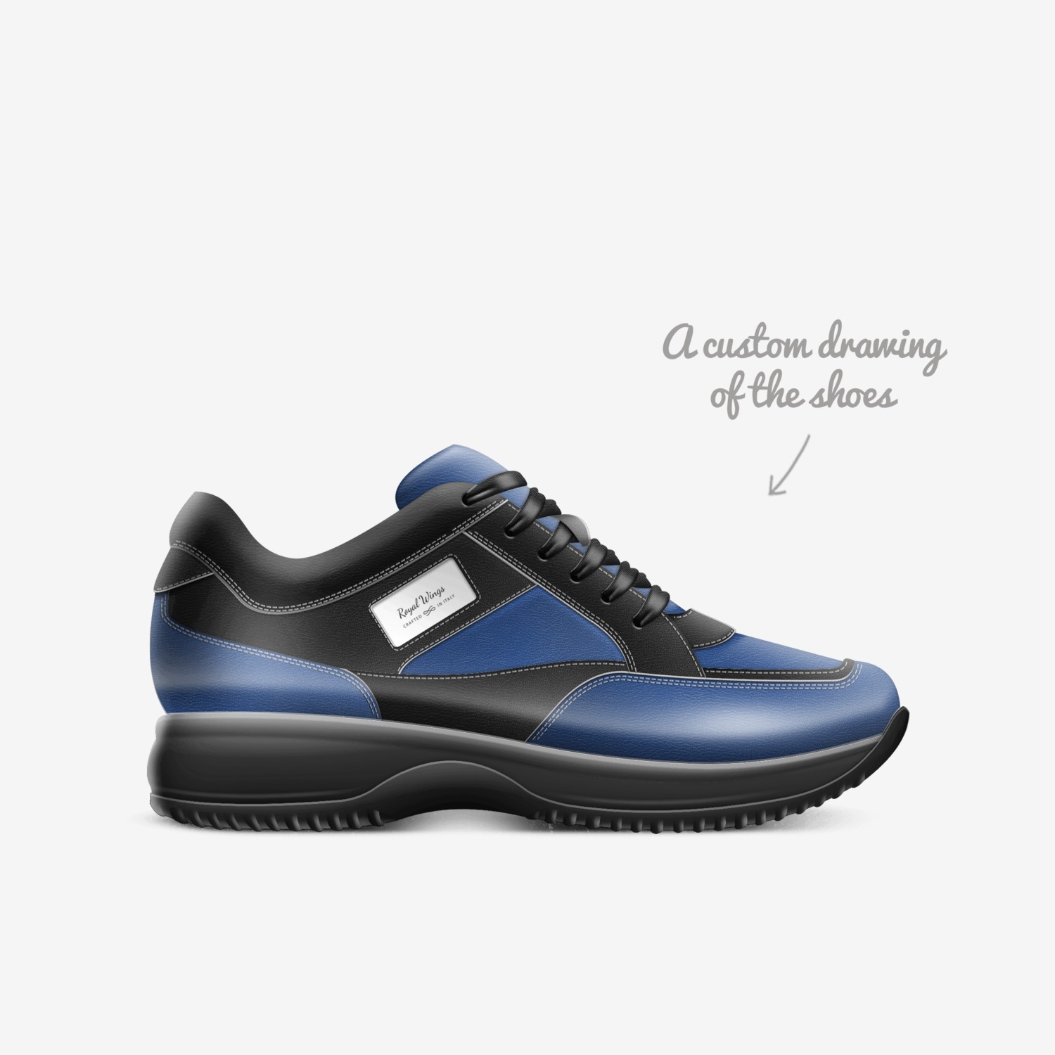 Royal Wings  custom made in Italy shoes by Mason Reyes | Sketch view