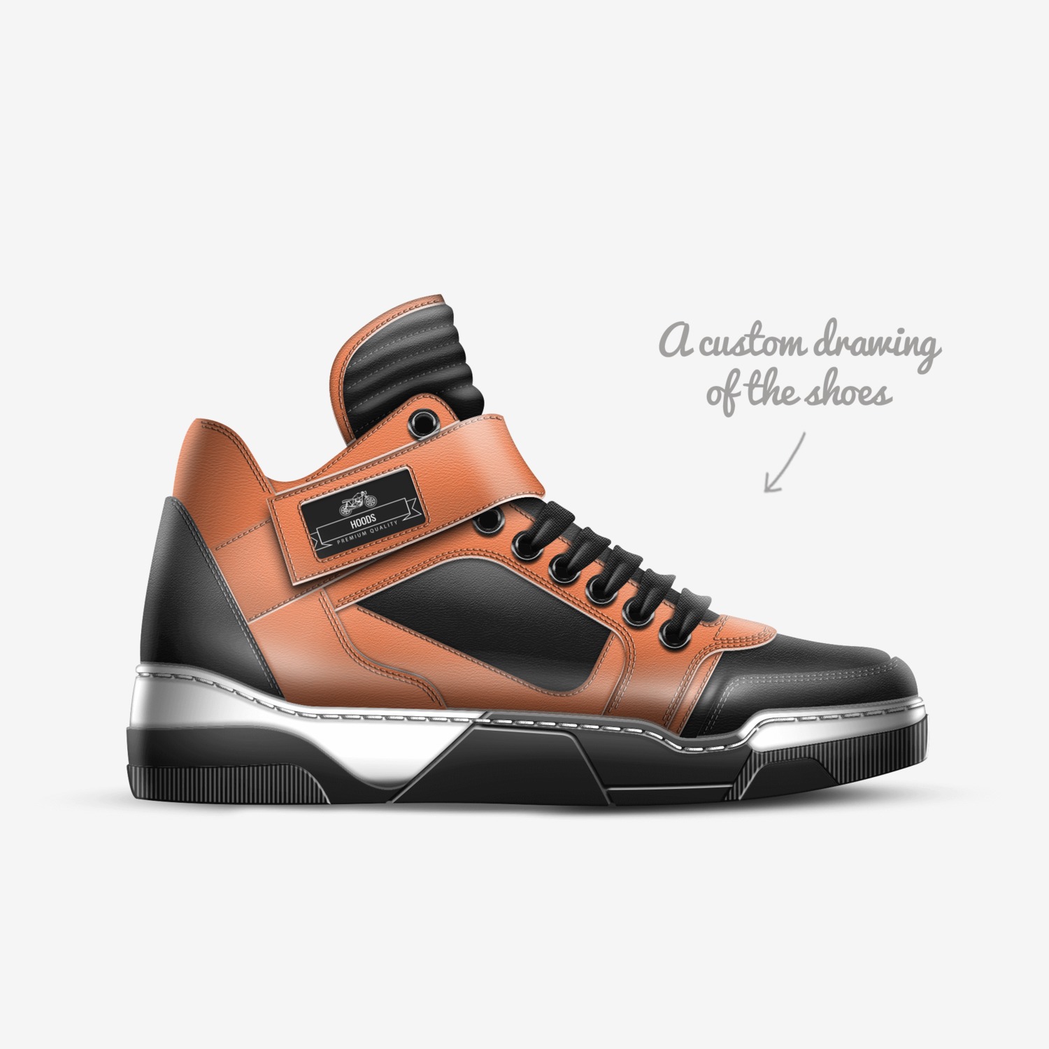 Hoods custom made in Italy shoes by David Smith | Sketch view