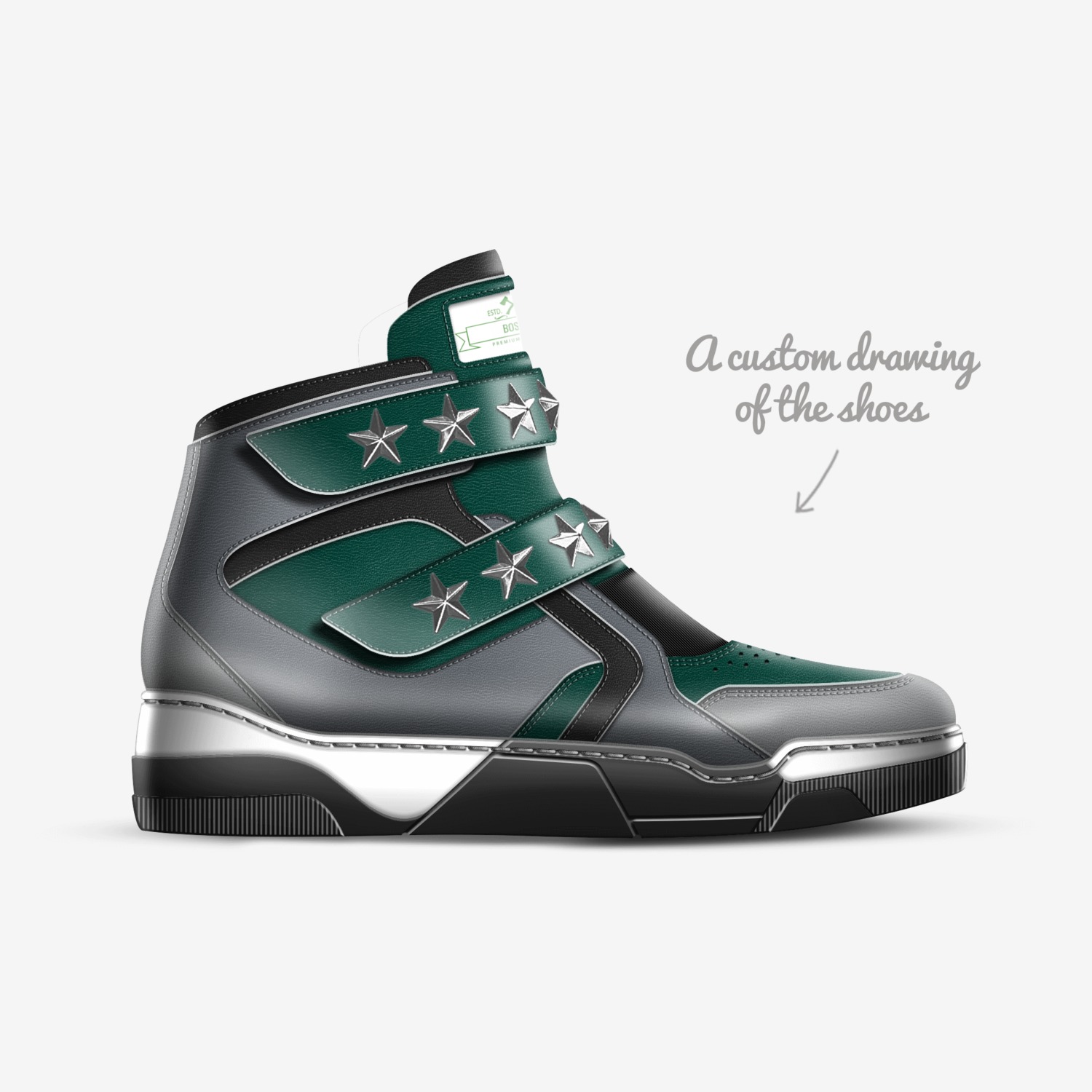 Bosses custom made in Italy shoes by David Smith | Sketch view