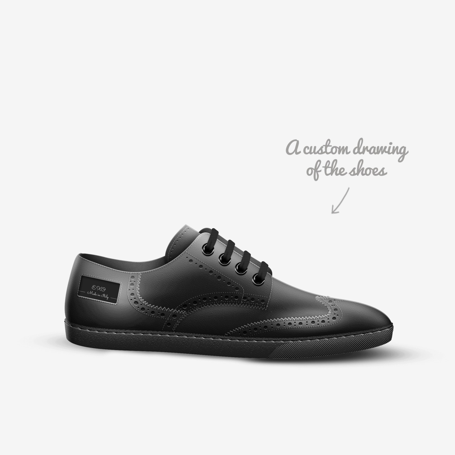 EXO  custom made in Italy shoes by Ein Odom | Sketch view