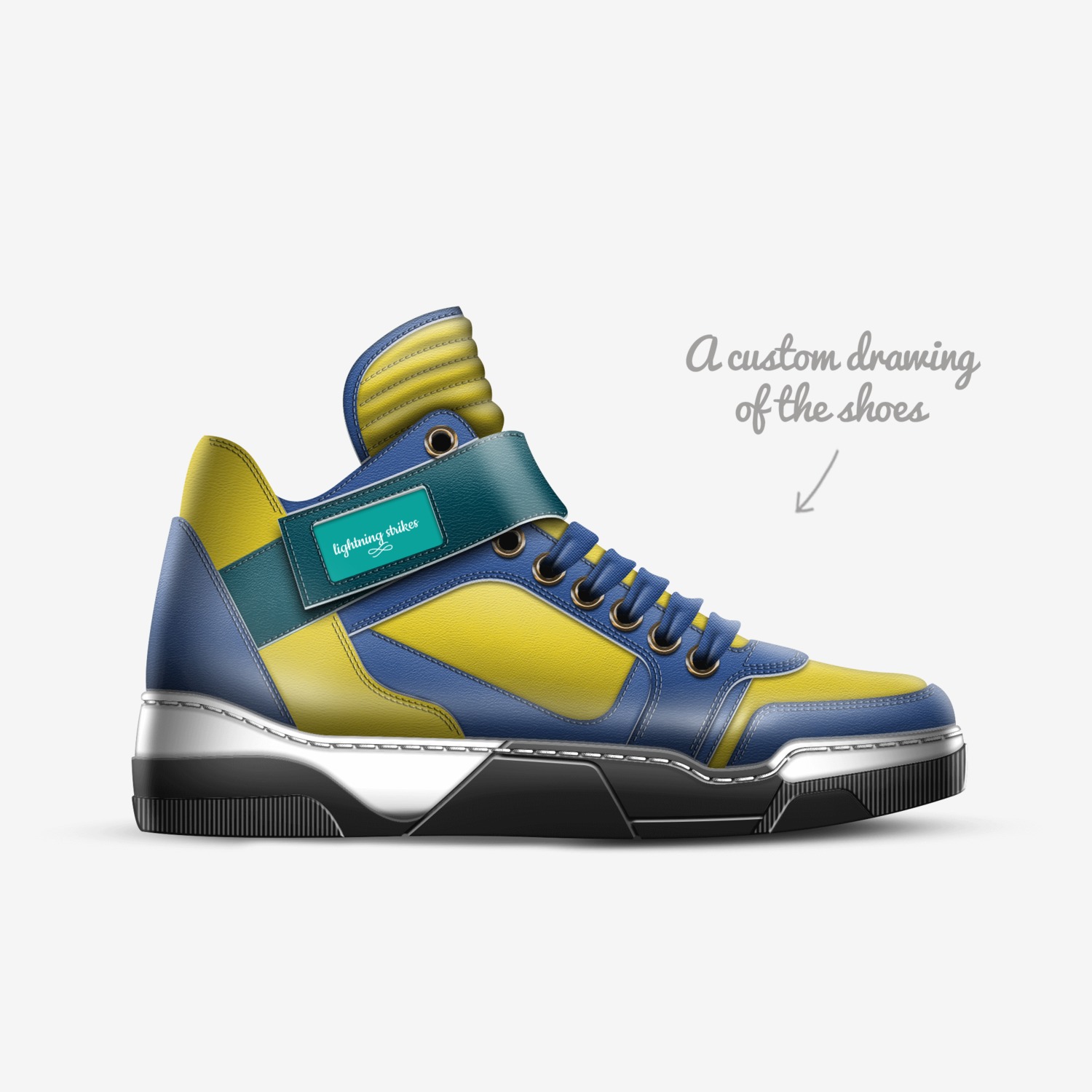 lightning strikes custom made in Italy shoes by Jace Black | Sketch view
