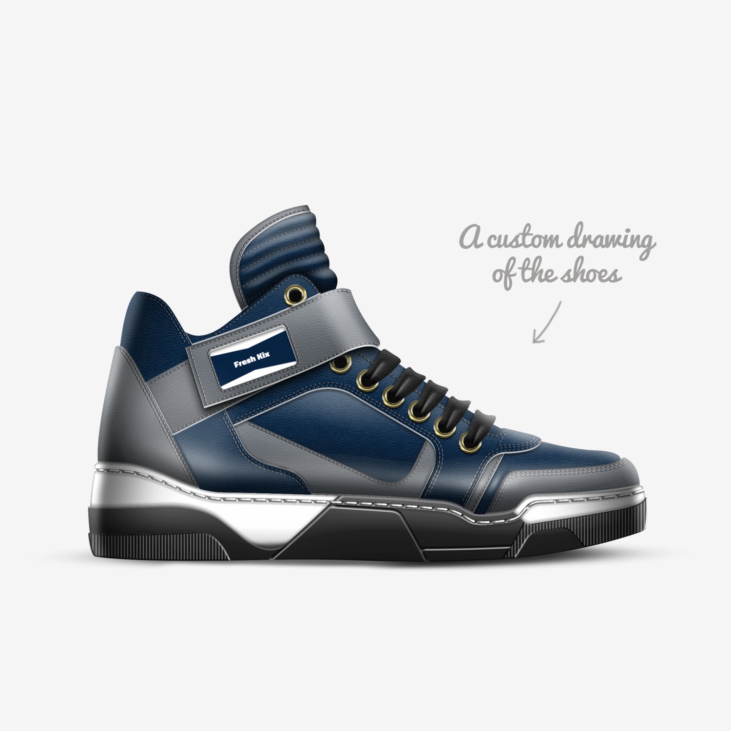 Fresh Kix custom made in Italy shoes by Riley Neupauer | Sketch view