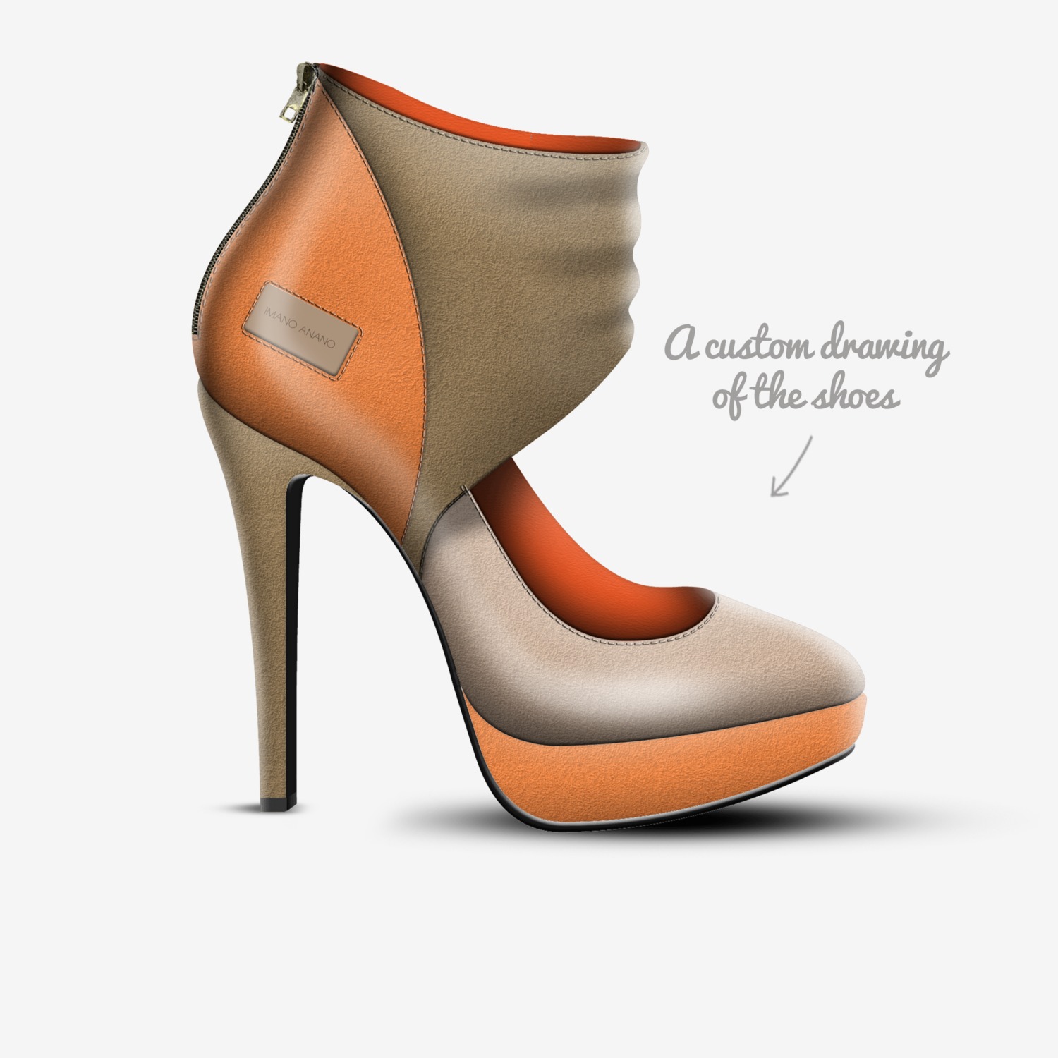 Imanoanano  custom made in Italy shoes by Iman A | Sketch view