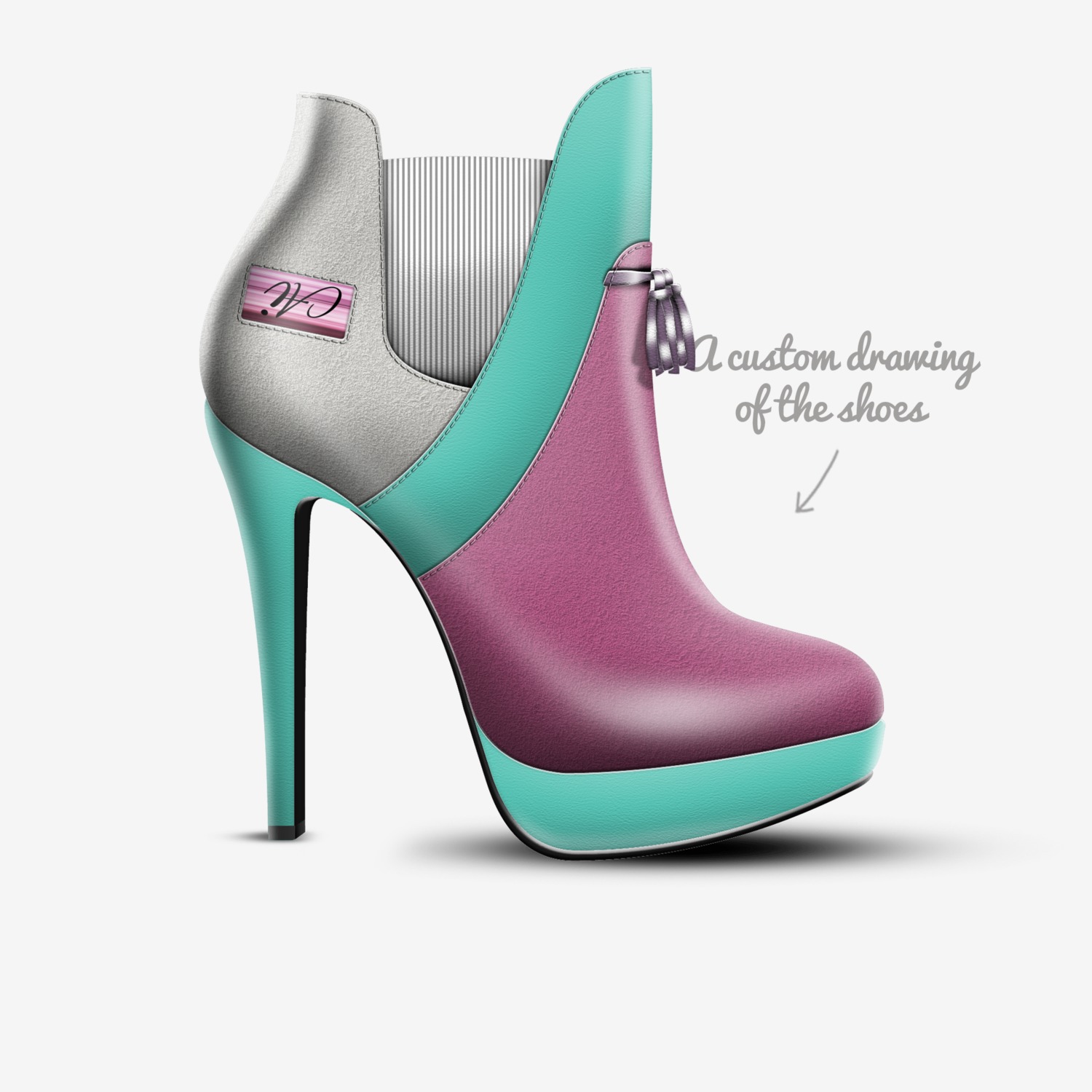 Imanoanano custom made in Italy shoes by Iman A | Sketch view