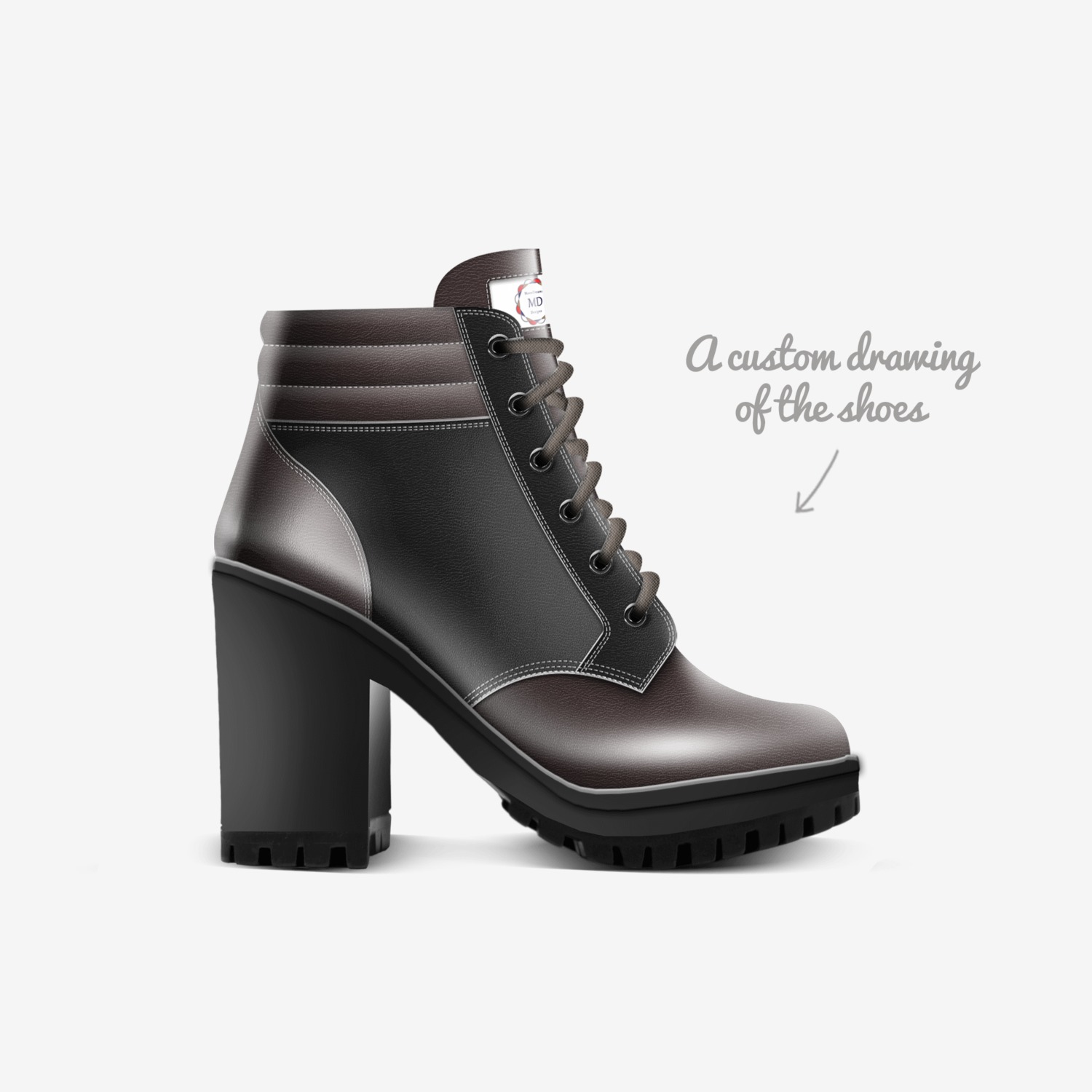 MD Boots Brown custom made in Italy shoes by Jannina Ortiz | Sketch view