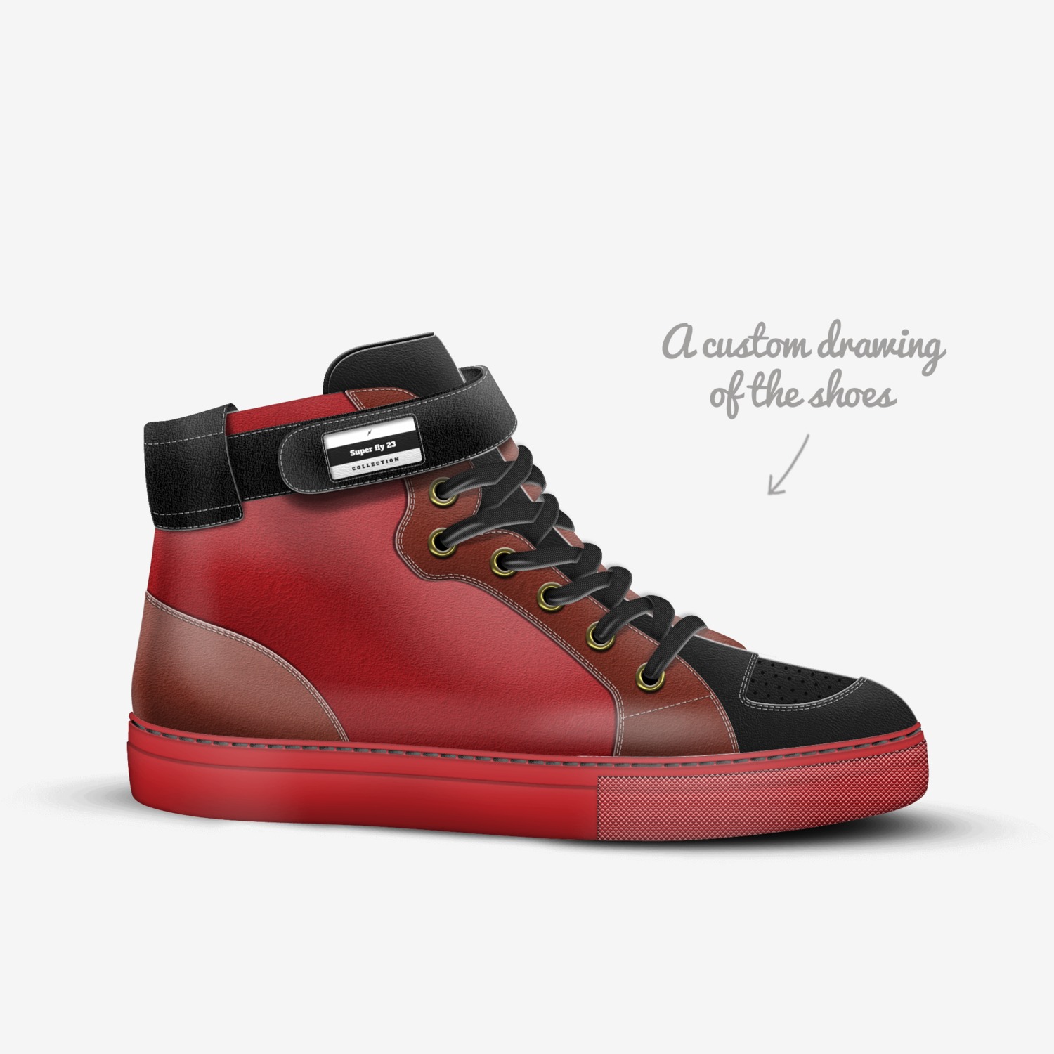 Super fly 23 custom made in Italy shoes by Hunter Ugly God | Sketch view