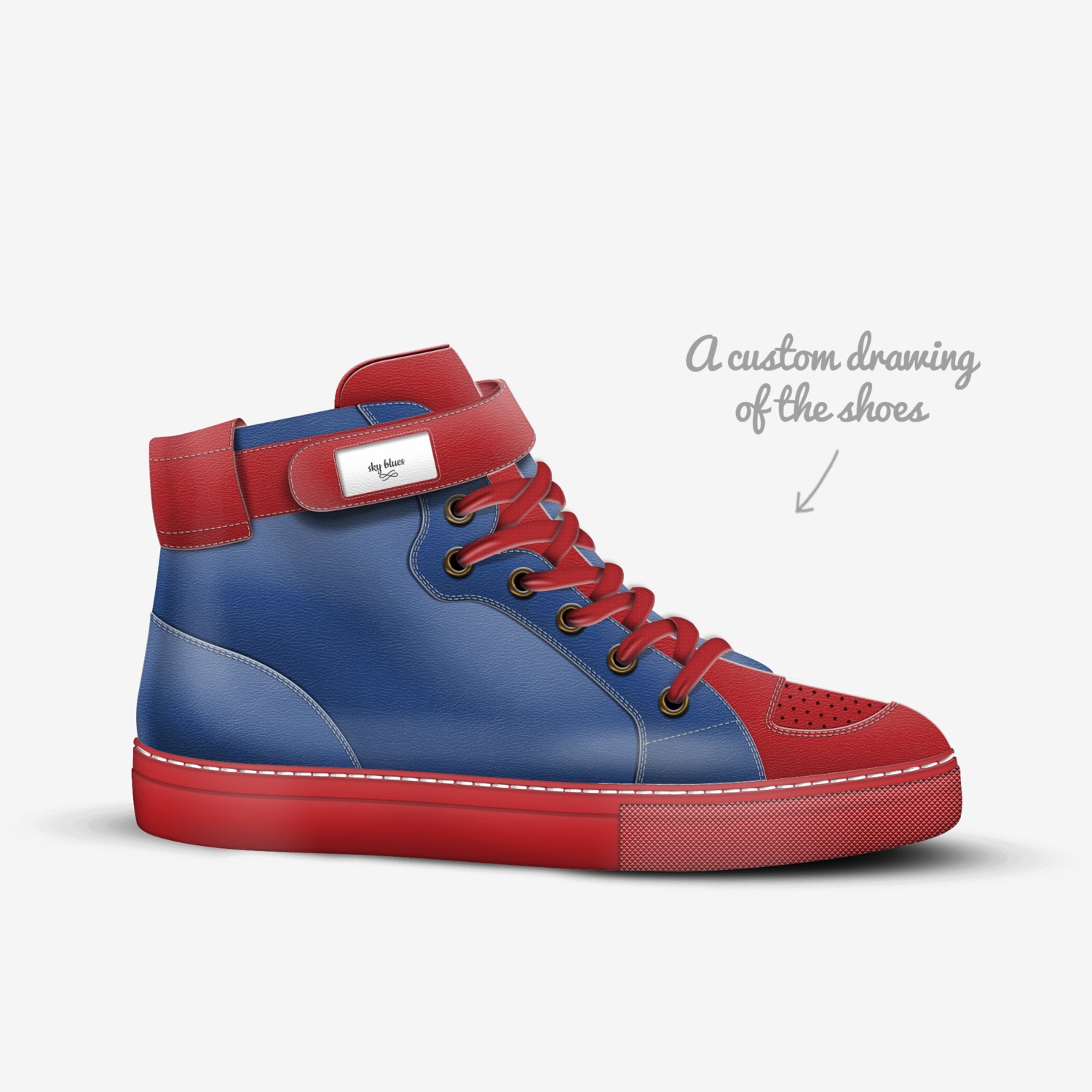 sky blues custom made in Italy shoes by Colleena Bryant | Sketch view