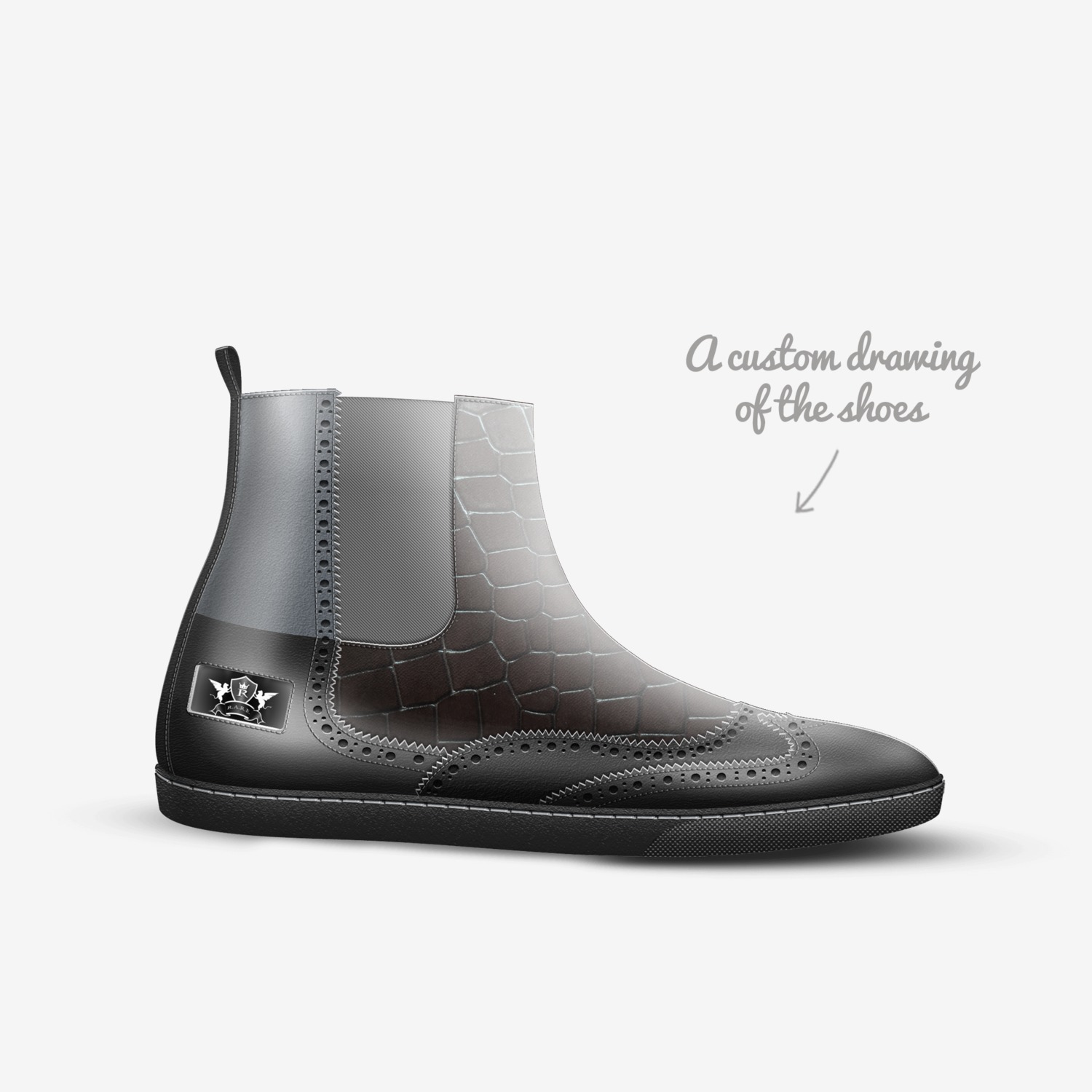 DECADENCE HIGH TOP custom made in Italy shoes by John A. Annan | Sketch view