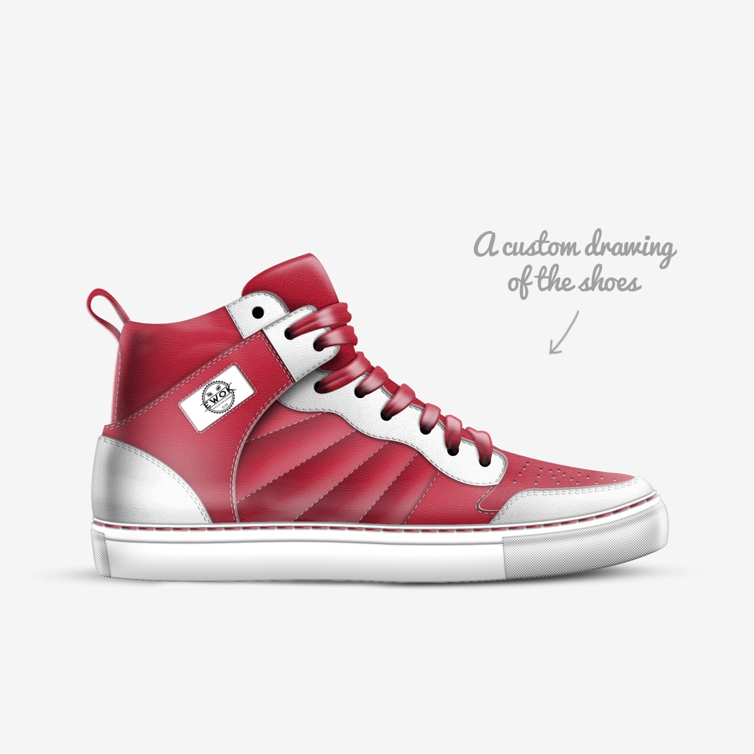 EWOK HITEK RED custom made in Italy shoes by Amp Jones | Sketch view