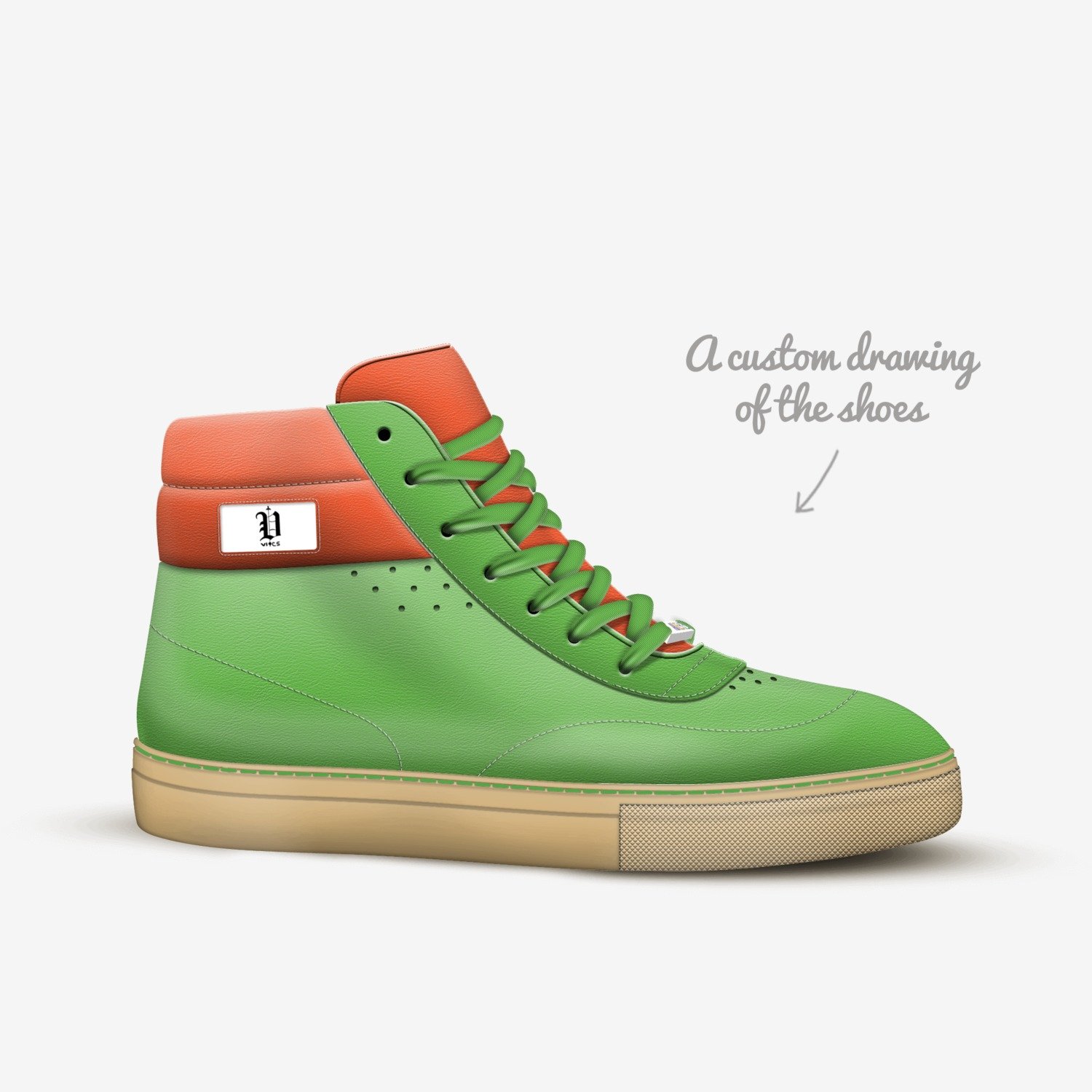 vics gorange neon custom made in Italy shoes by Brayden Murphy | Sketch view