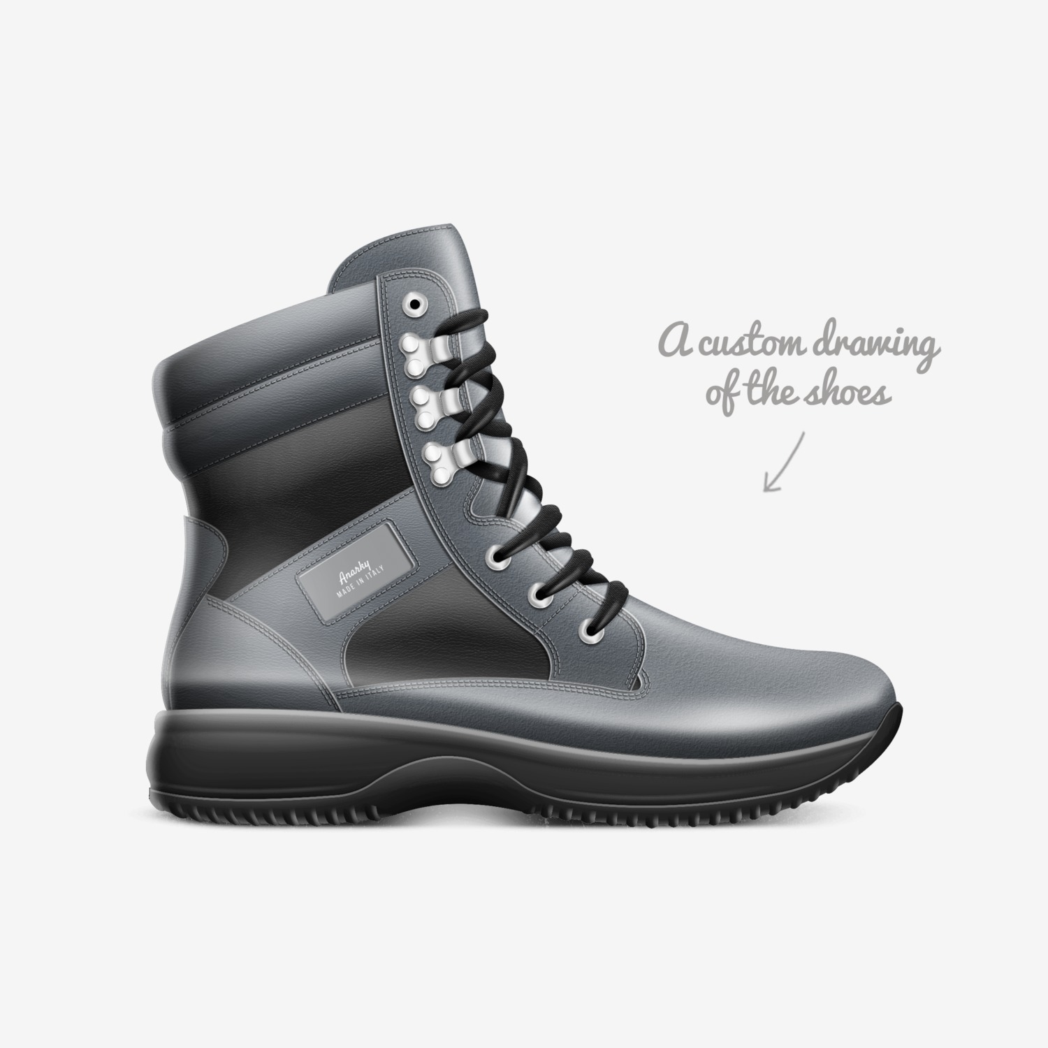 Anarky custom made in Italy shoes by Hunter Davis | Sketch view