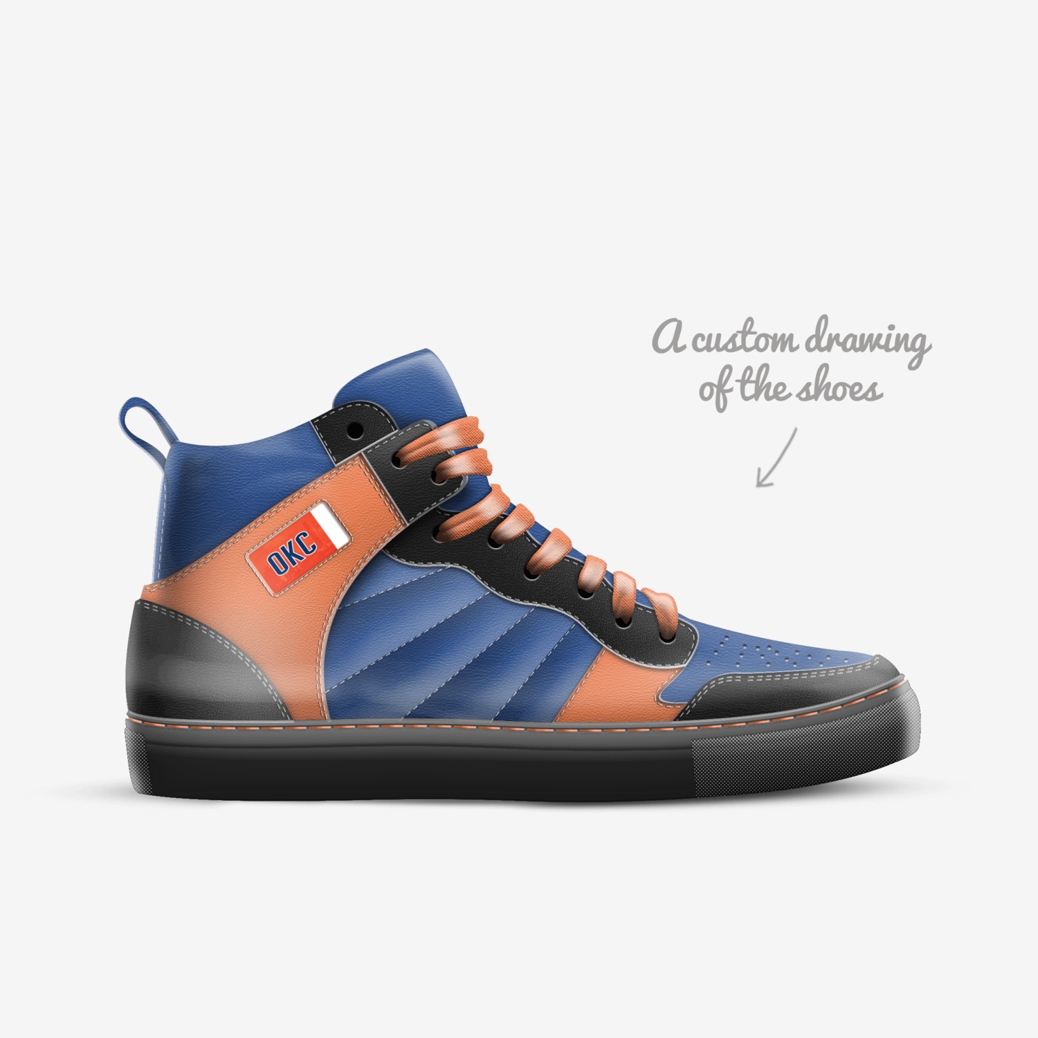 Okc thunder  custom made in Italy shoes by Jaiden Ennis | Sketch view