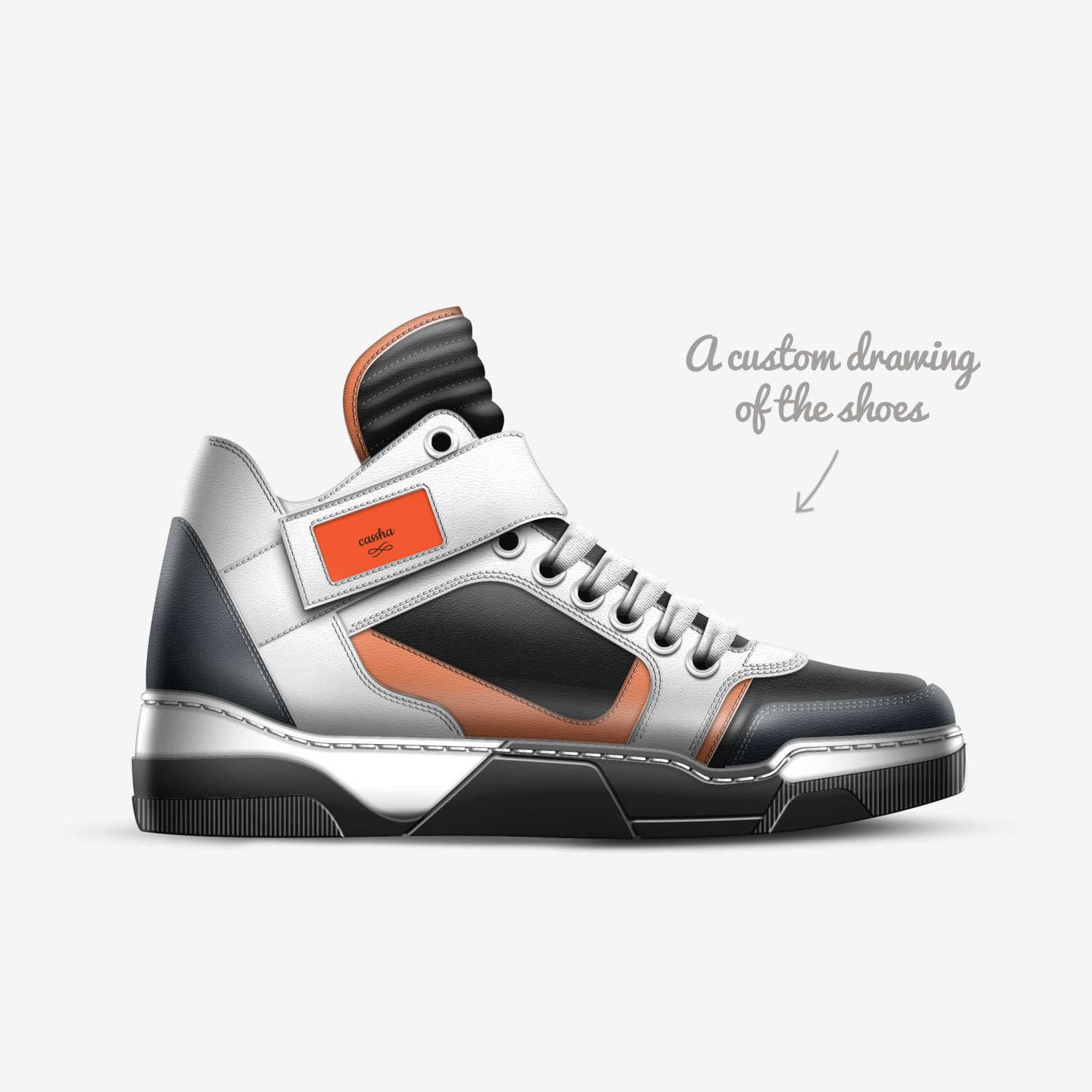 cassha custom made in Italy shoes by Lafrances O'Neal | Sketch view
