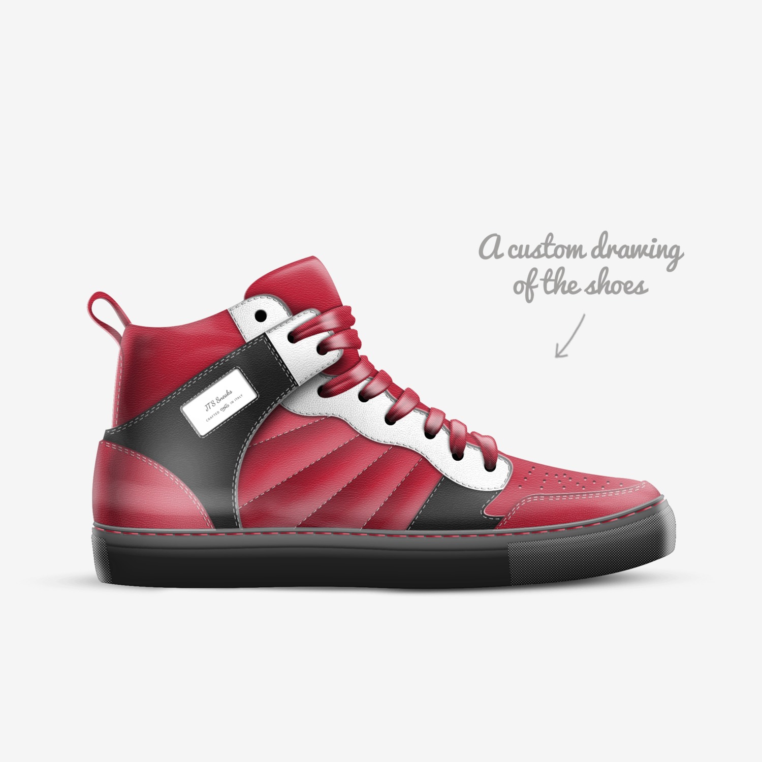 JT'S Sneaks custom made in Italy shoes by Jordan Tyler Smith | Sketch view